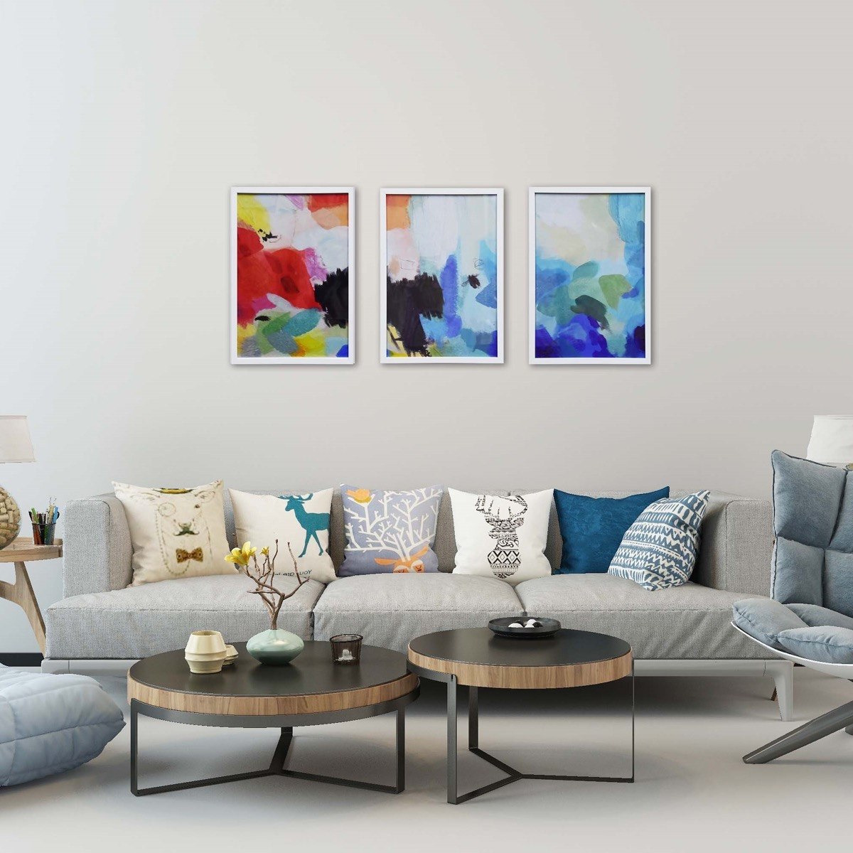 طقم لوحات كانفاس مؤطرة تجريديّة بطبعات من فيليس - 3 قطع-hbxhomeware-hbxdecorandfurnishings-image-2