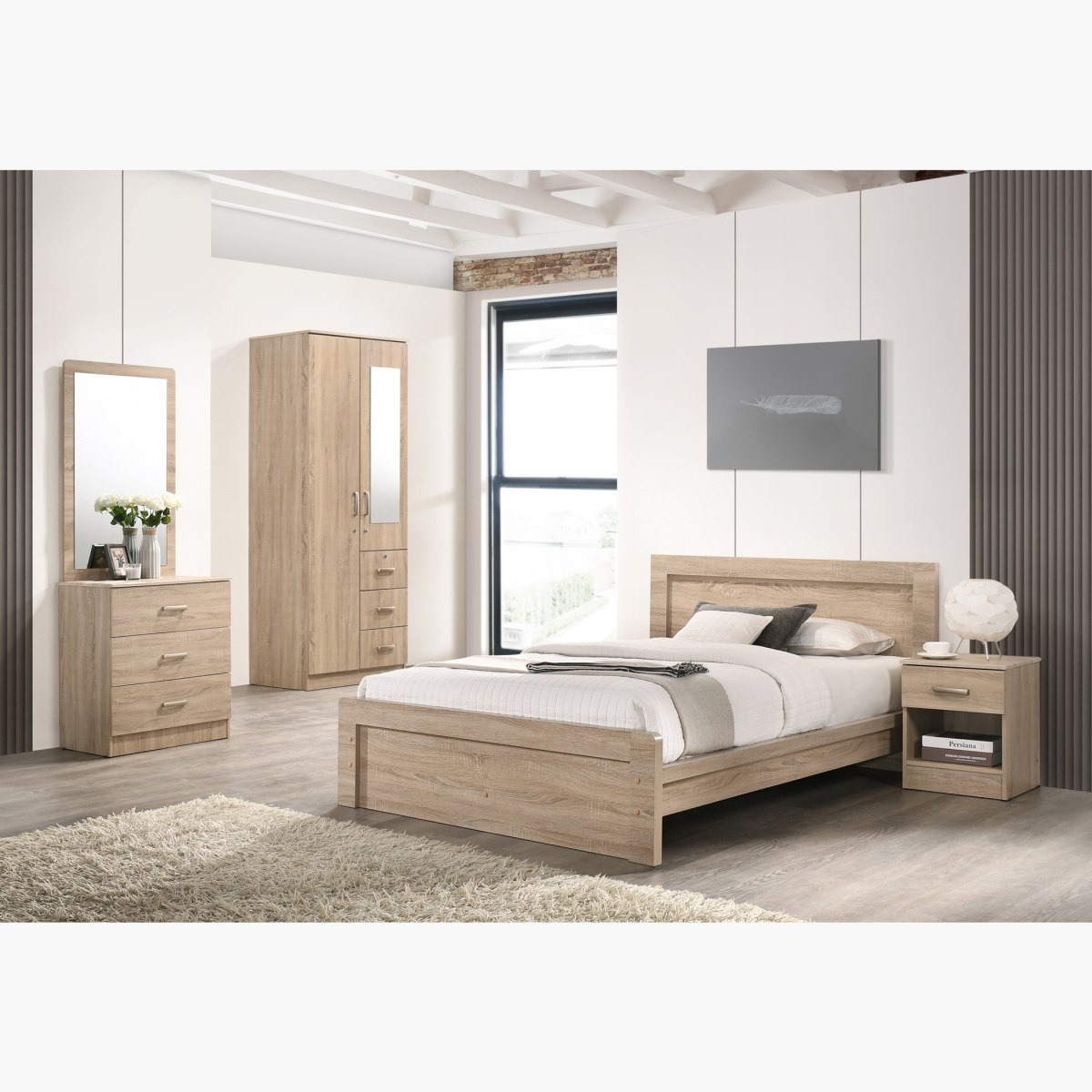 طقم غرفة نوم مزدوجة 5 قطع من كوبر - 120x200 سم-hbxbedroom-bedsandbedsets-beds-twin-image-2