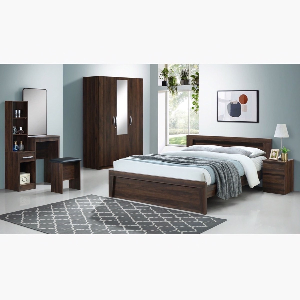 طقم غرفة نوم كوين 6 قطع من كولتورب - 150x200 سم-hbxfurniture-bedsandbedsets-bedroomsets-queen-image-1