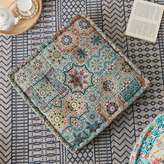 Mahrgan Reza Printed Patchwork Floor Cushion - 60x60x12 cms
