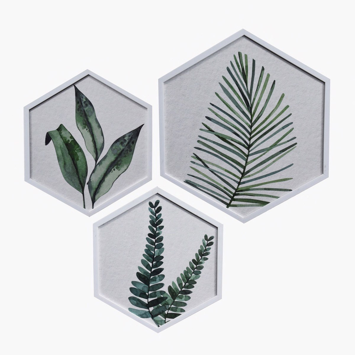 Felice 3-Piece Hexagonal Leaves Design Printed Canvas Framed Picture Set-PROMO_HB_AE_B1G1_250925-image-2