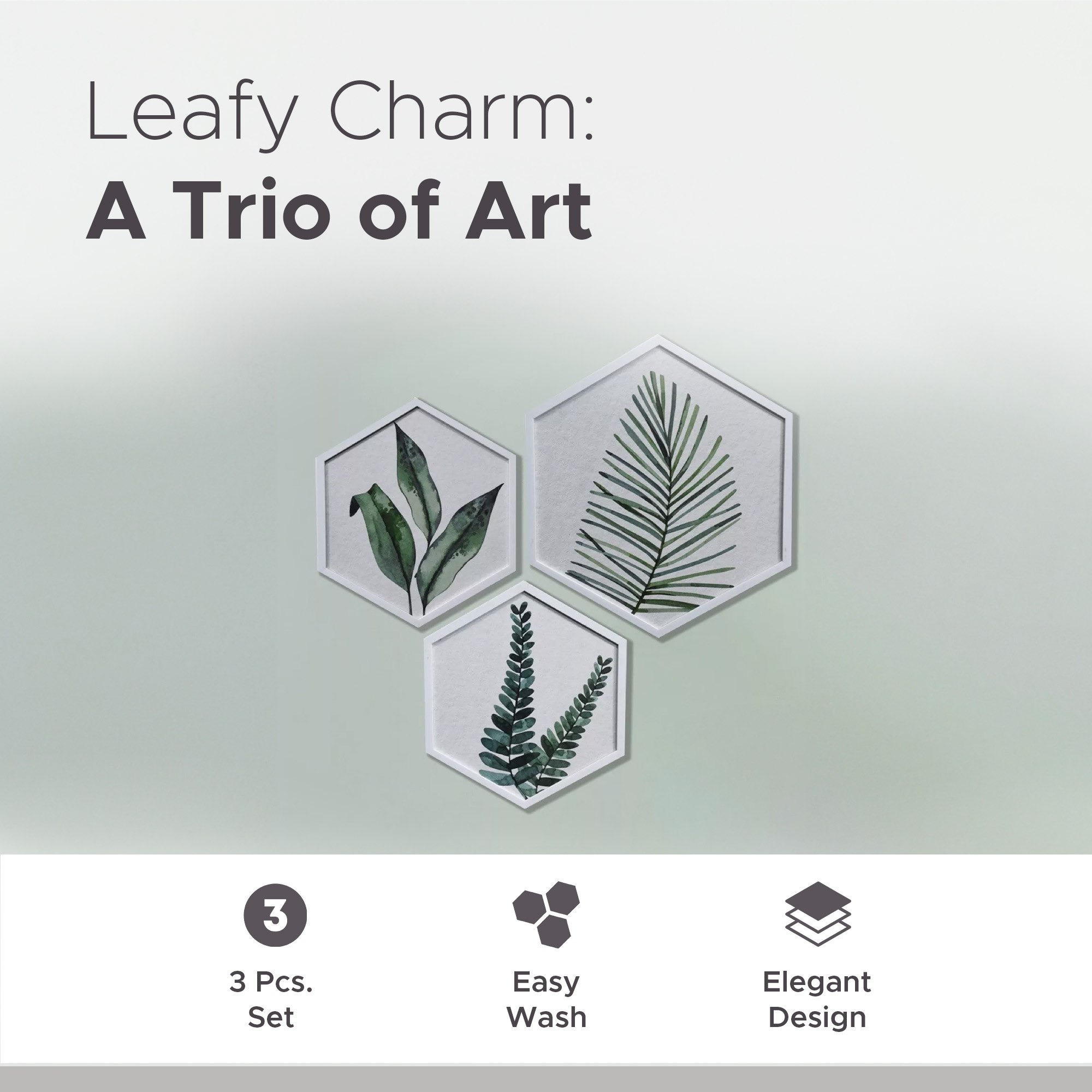 Felice 3-Piece Hexagonal Leaves Design Printed Canvas Framed Picture Set-PROMO_HB_AE_B1G1_250925-image-4