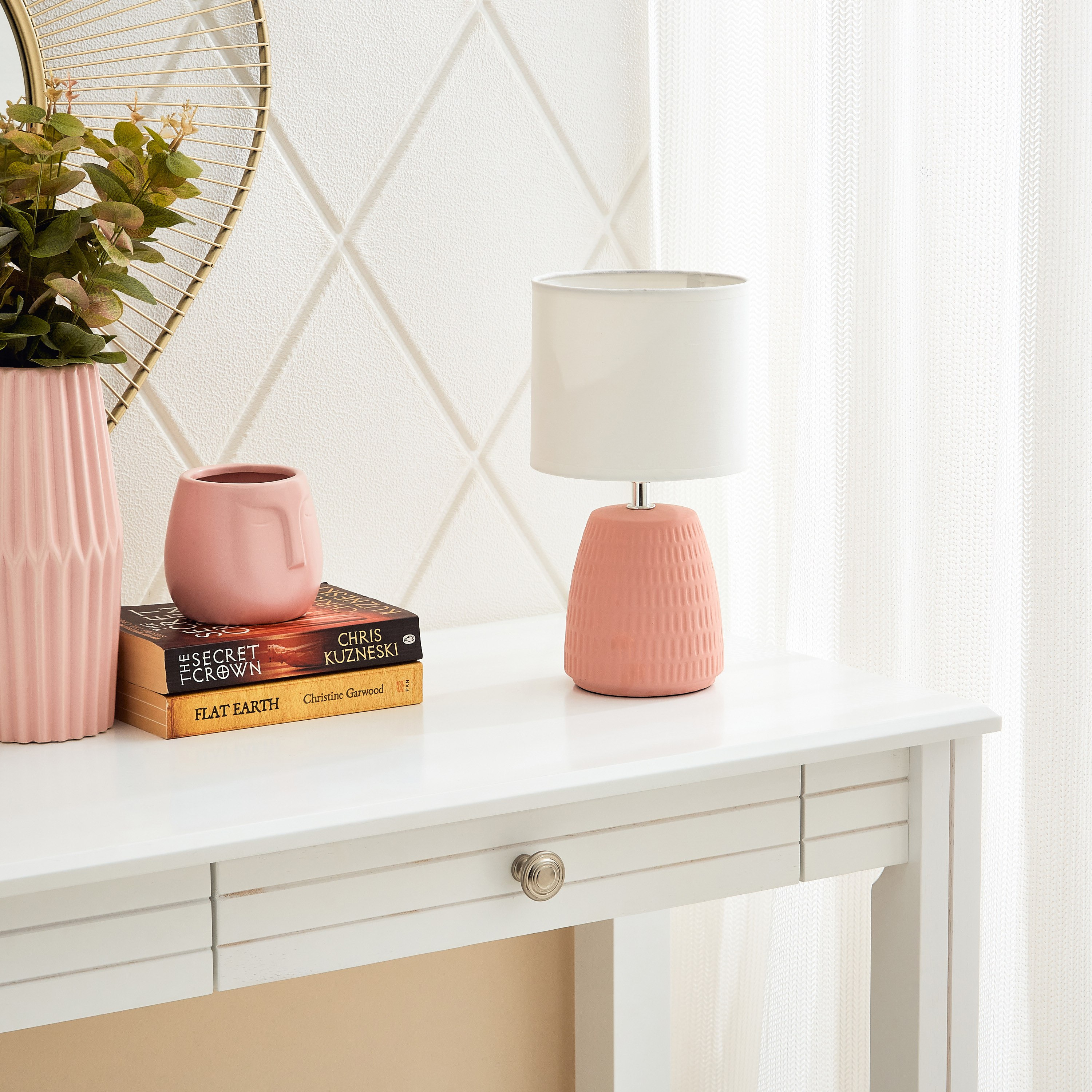مصباح طاولة سيراميك بقاعدة بارزة الملمس 15x15x30 سم - كوو-hbxlivingroom-lighting-tablelamps-image-4