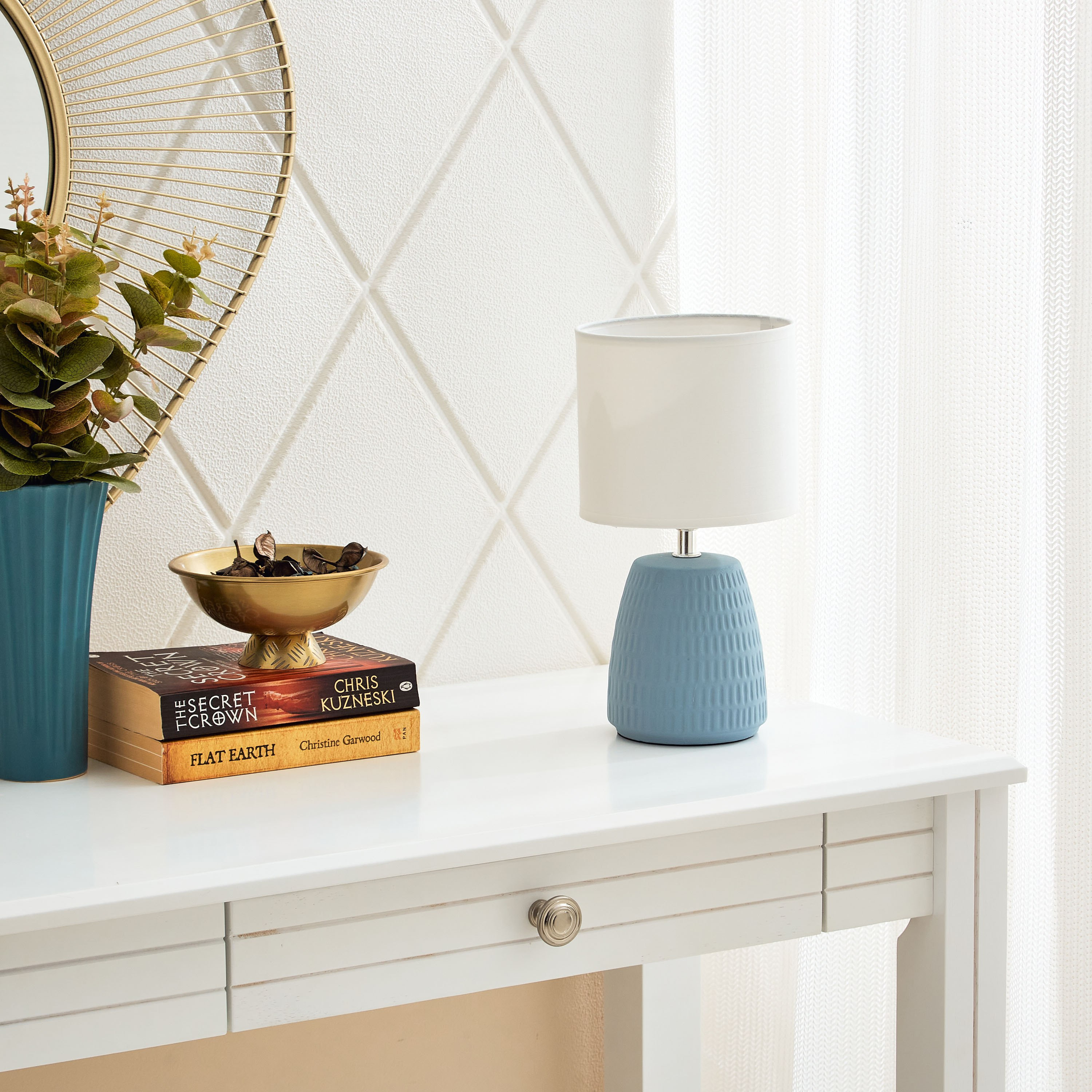 مصباح طاولة سيراميك بارز الملمس من كوو - 15x15x30 سم-hbxlivingroom-lighting-tablelamps-image-4