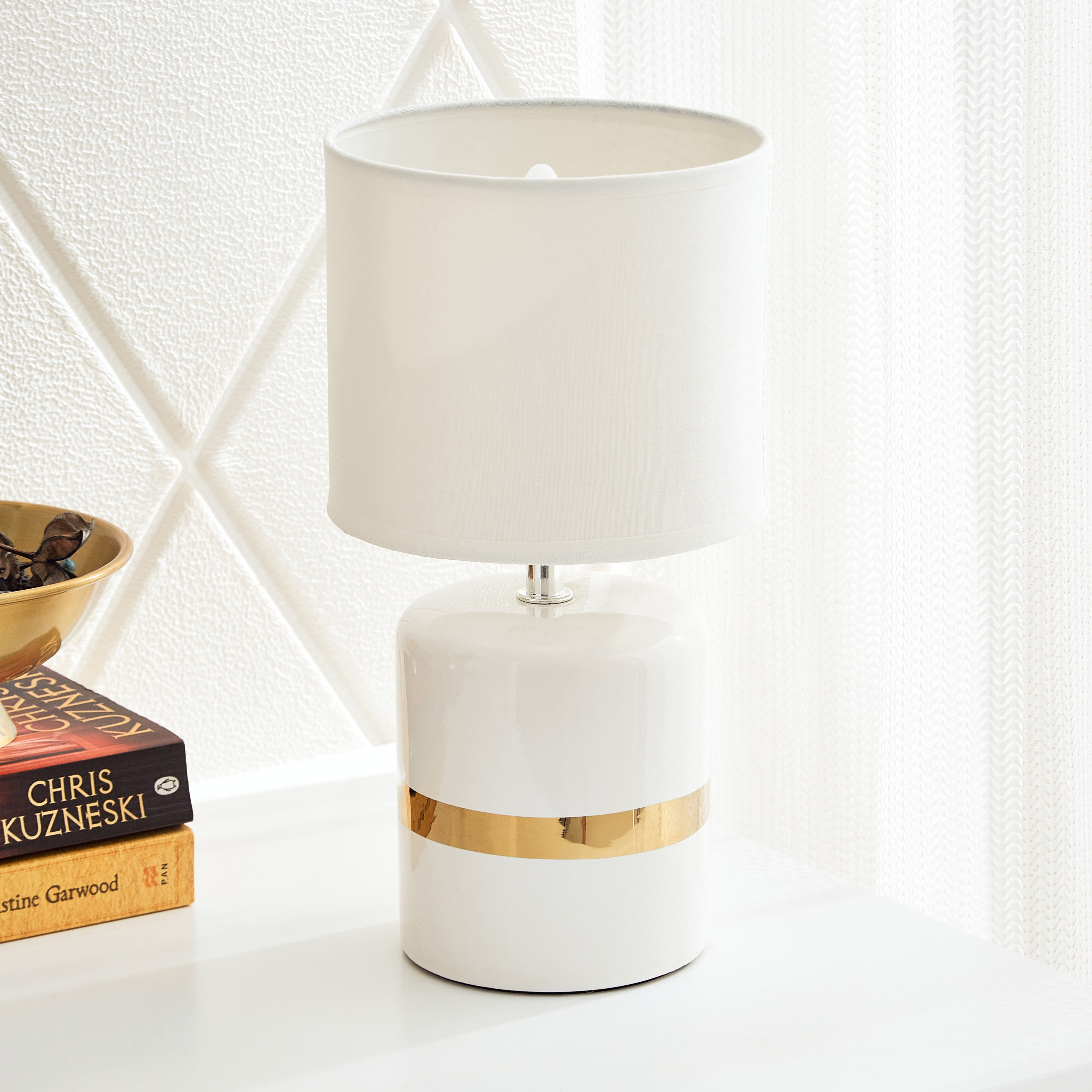 مصباح طاولة سيراميك أسطواني من كوو - 32 سم-hbxlivingroom-lighting-tablelamps-image-1