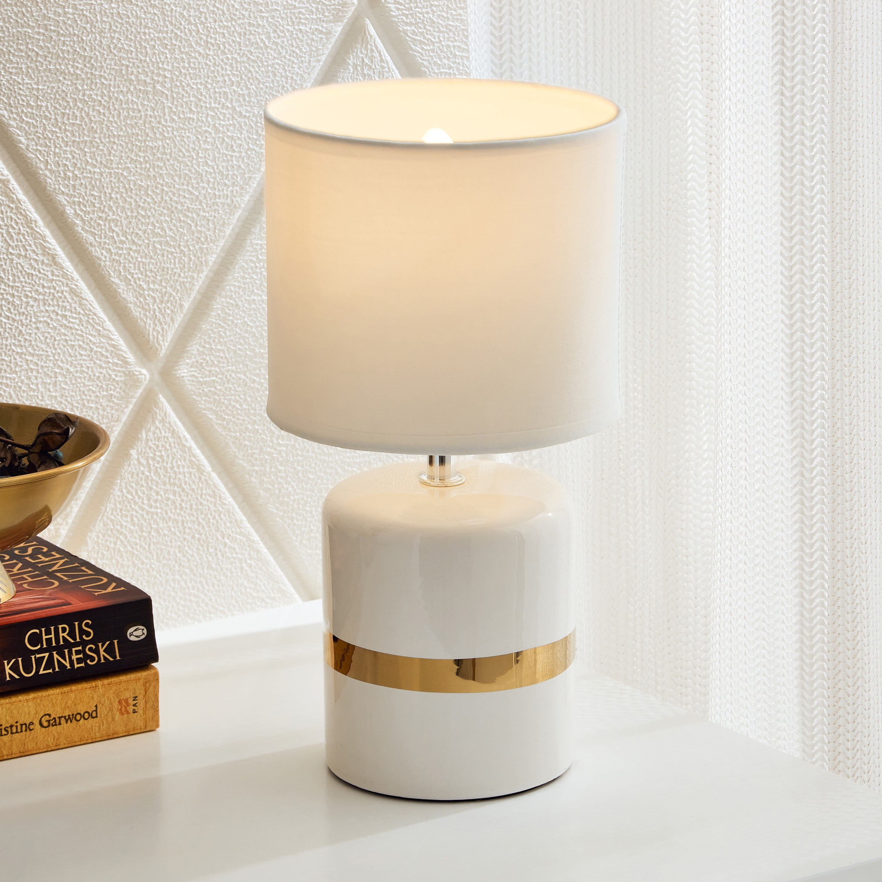 مصباح طاولة سيراميك أسطواني من كوو - 32 سم-hbxlivingroom-lighting-tablelamps-image-2