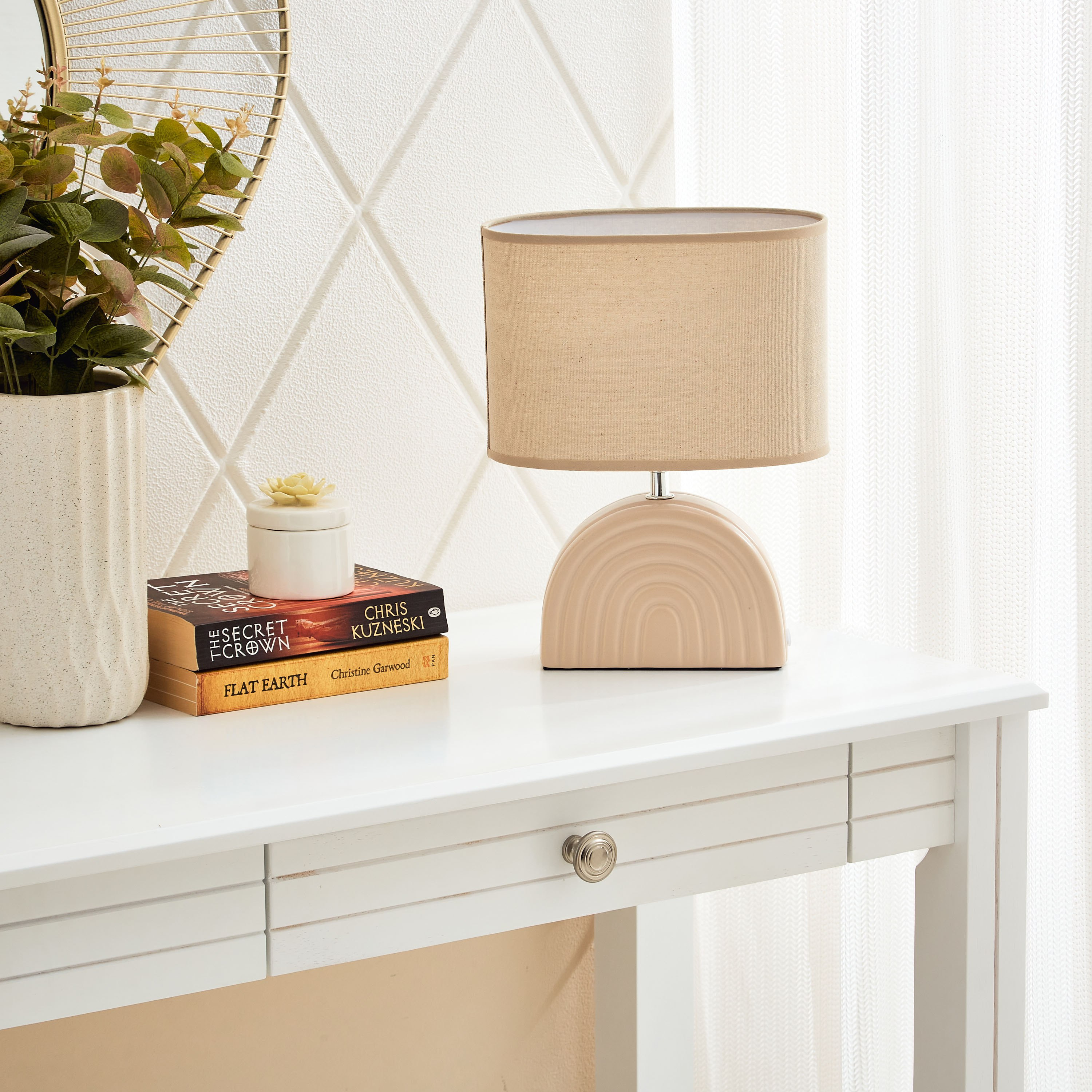 مصباح طاولة بقاعدة سيراميك بتصميم قوس قزح من كوو - 23x7x32 سم-hbxlivingroom-lighting-tablelamps-image-4