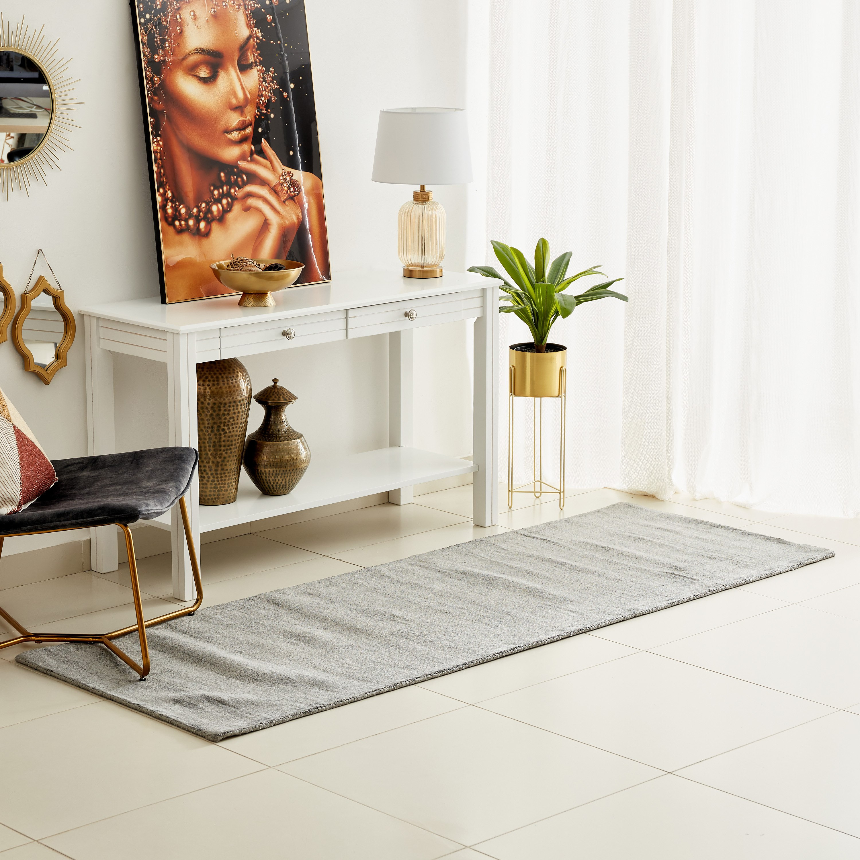 سجادة فيسكوز مصنوعة يدويًا من جلاز - 80x230 سم-hbxdecorandfurnishings-floorcoverings-rugs-image-1