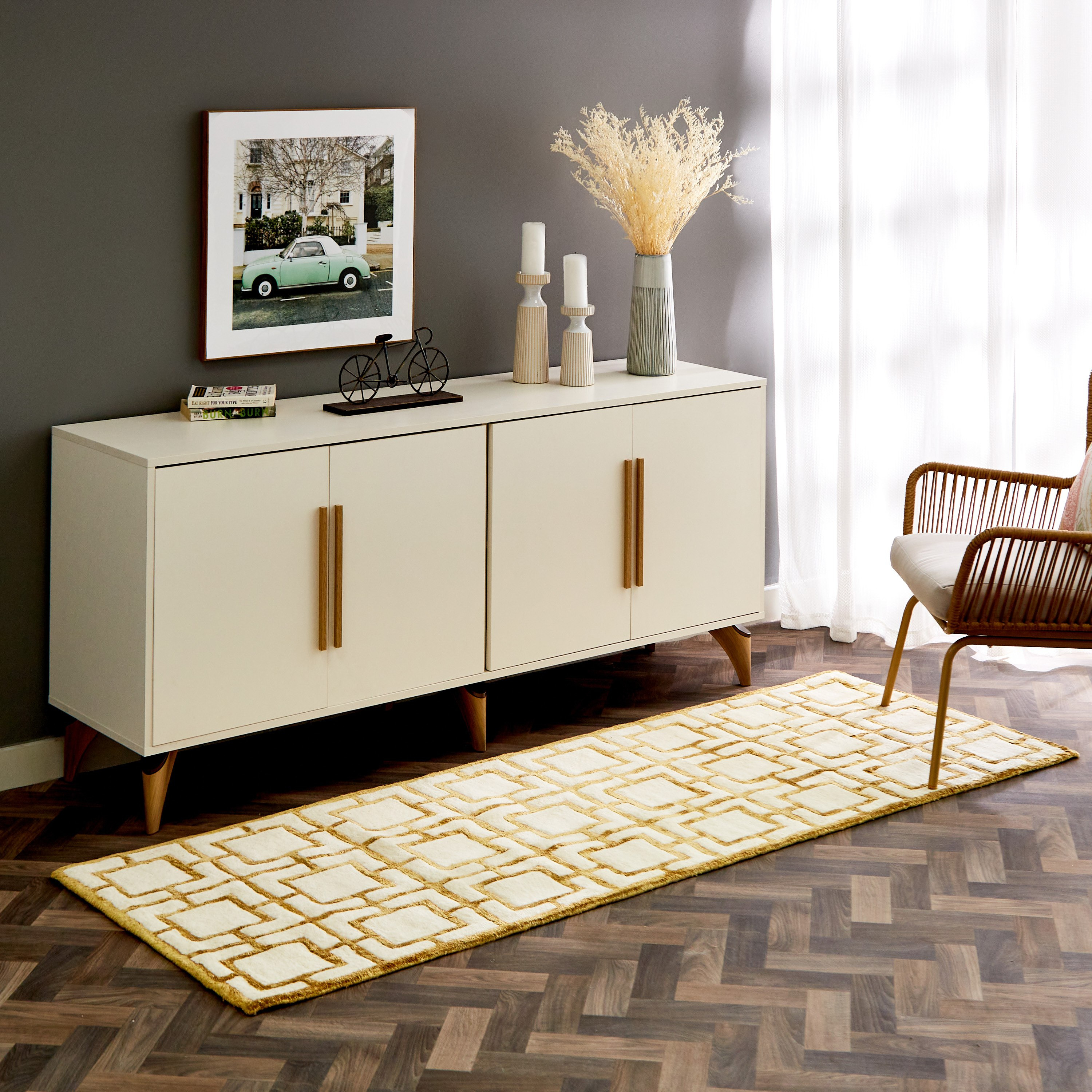 سجادة معنقدة يدويًا من صوف الفسكوز من جيو - 80x230 سم-hbxdecorandfurnishings-floorcoverings-rugs-image-4