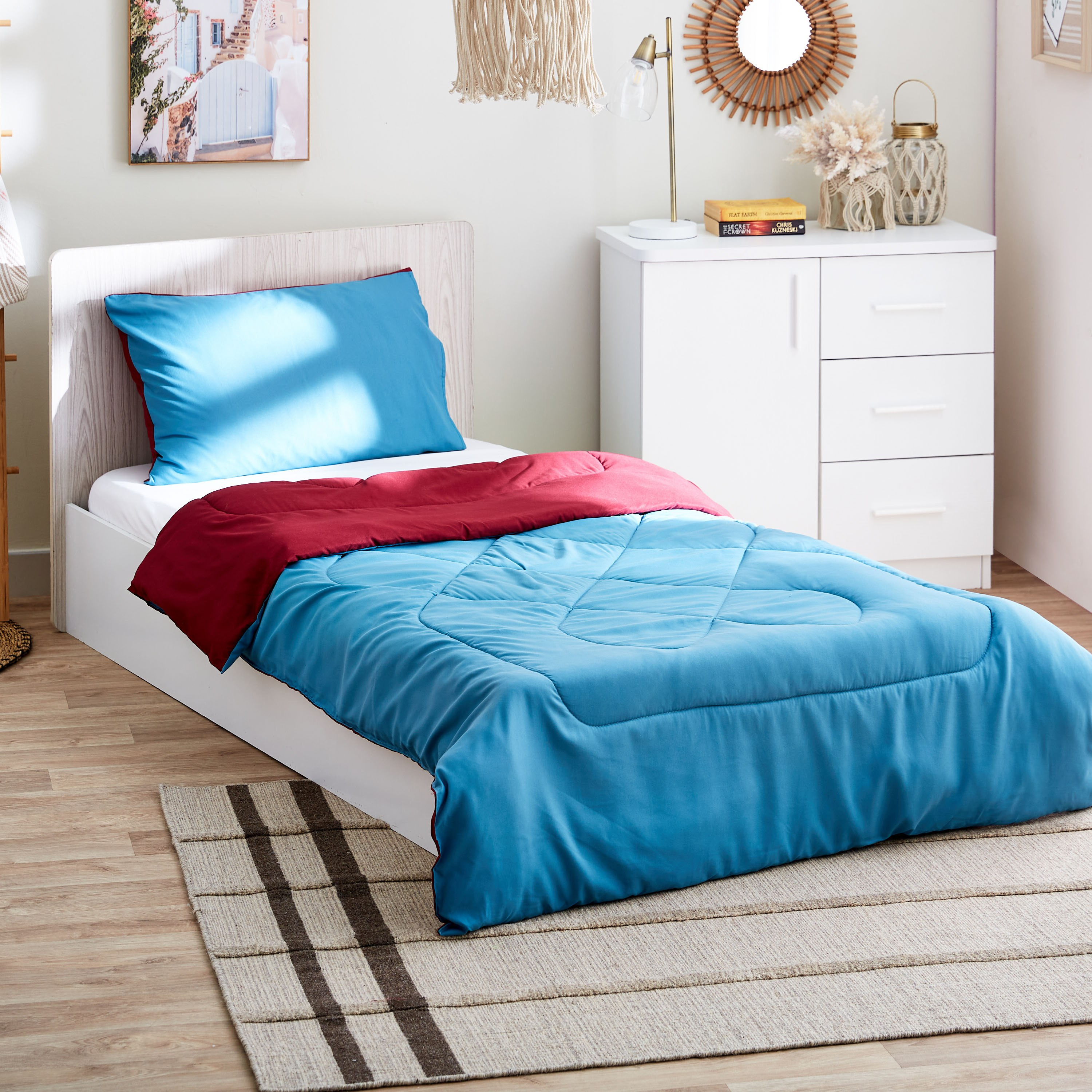 طقم لحاف ألياف دقيقة فردي يستخدم على الوجهين قطعتين من ديربي - 135x220 سم-hbxkidsandyouth-beddingandfurnishings-comfortersets-image-2