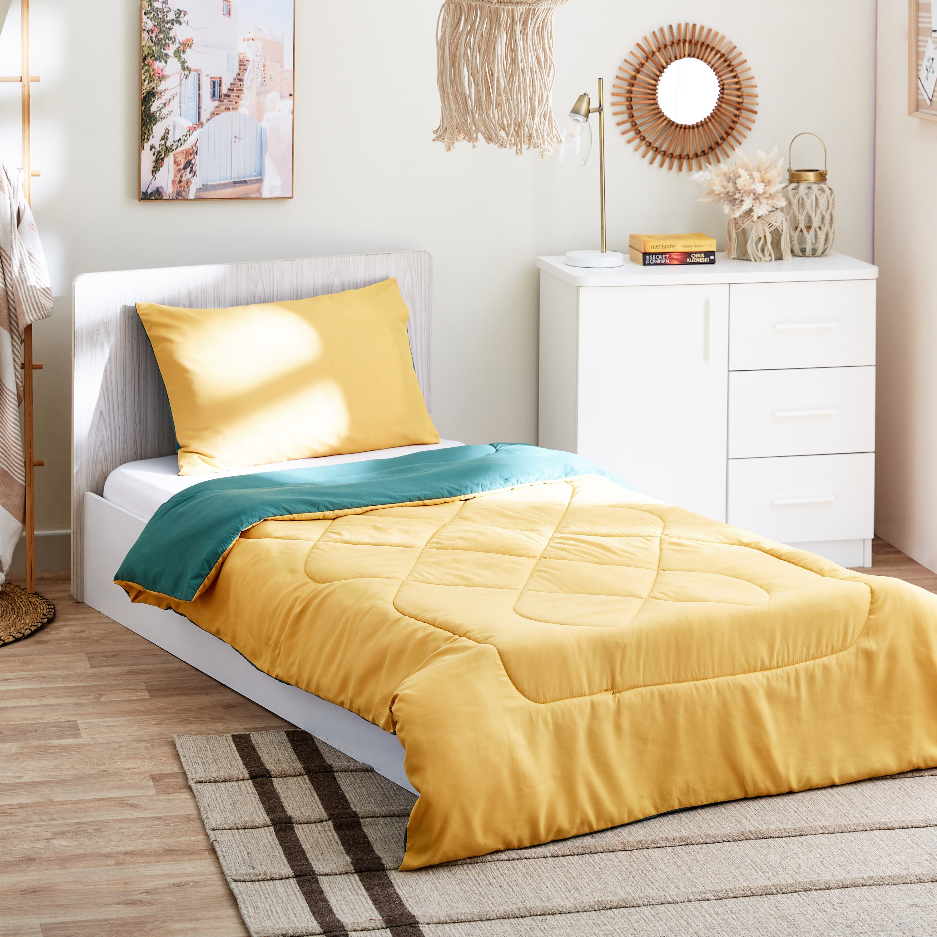 طقم لحاف ألياف دقيقة فردي يستخدم على الوجهين قطعتين من ديربي - 135x220 سم-hbxkidsandyouth-beddingandfurnishings-comfortersets-image-1