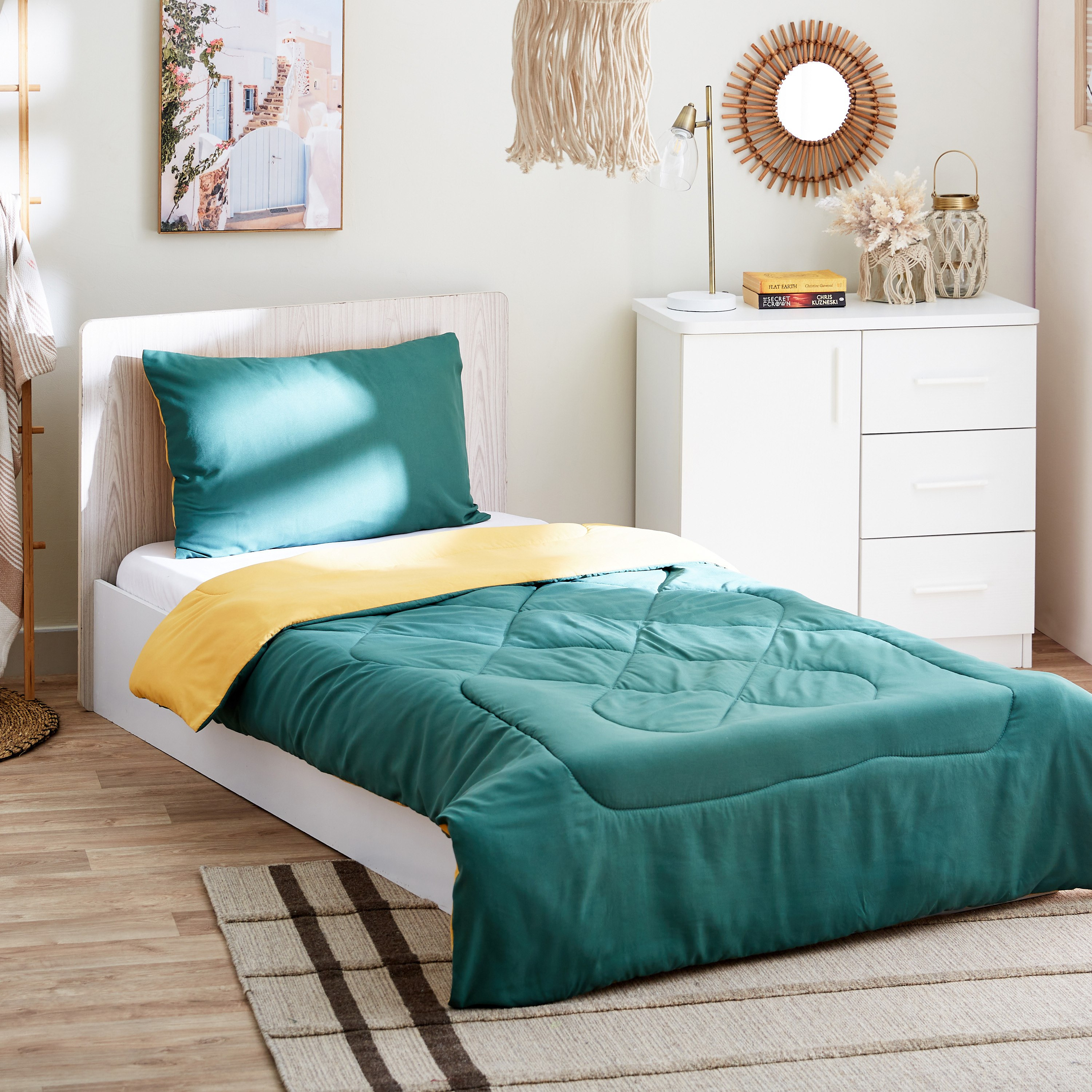 طقم لحاف ألياف دقيقة فردي يستخدم على الوجهين قطعتين من ديربي - 135x220 سم-hbxkidsandyouth-beddingandfurnishings-comfortersets-image-2