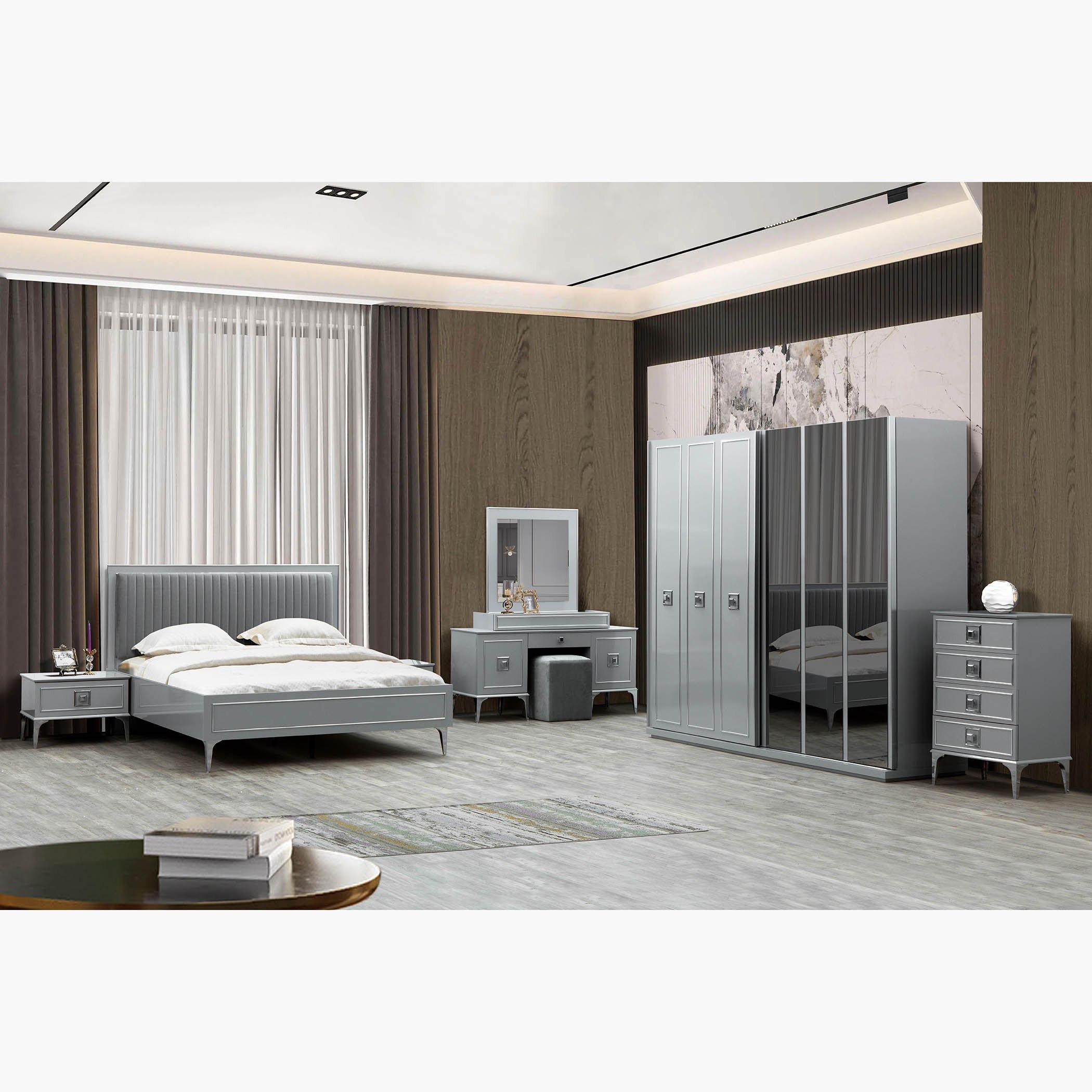 طقم غرفة نوم كينج 6 قطع من إيفلين - 180x200 سم-hbxbedroom-bedsandbedsets-bedroomsets-king-image-17