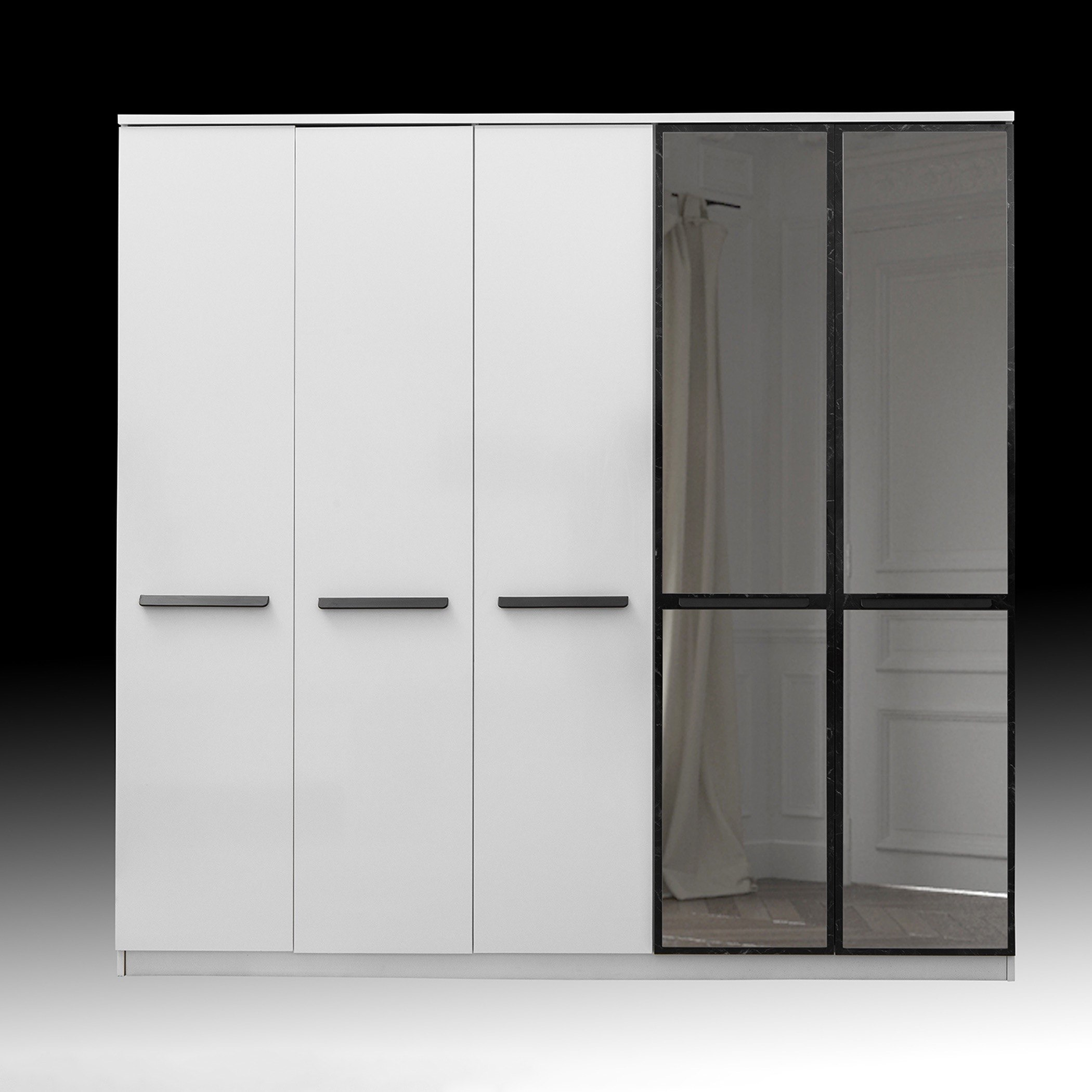 Nevada 5-Door Wardrobe with 2 Glass Doors-hbxfurniture-wardrobes-image-2