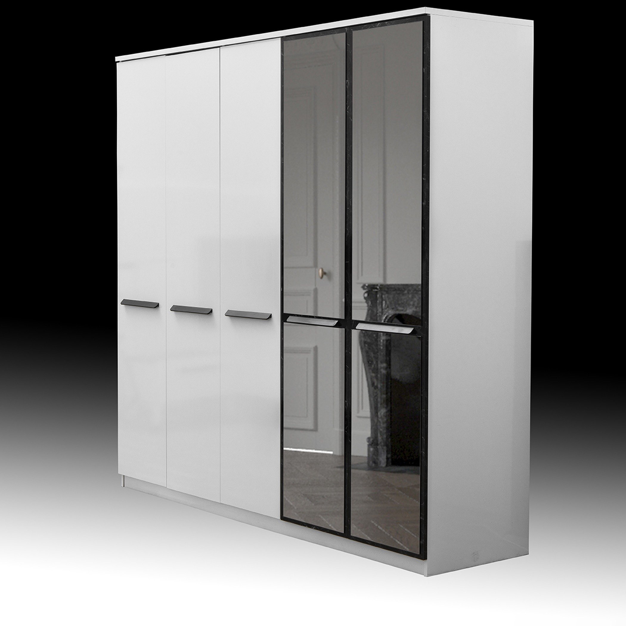 Nevada 5-Door Wardrobe with 2 Glass Doors-hbxfurniture-wardrobes-image-5