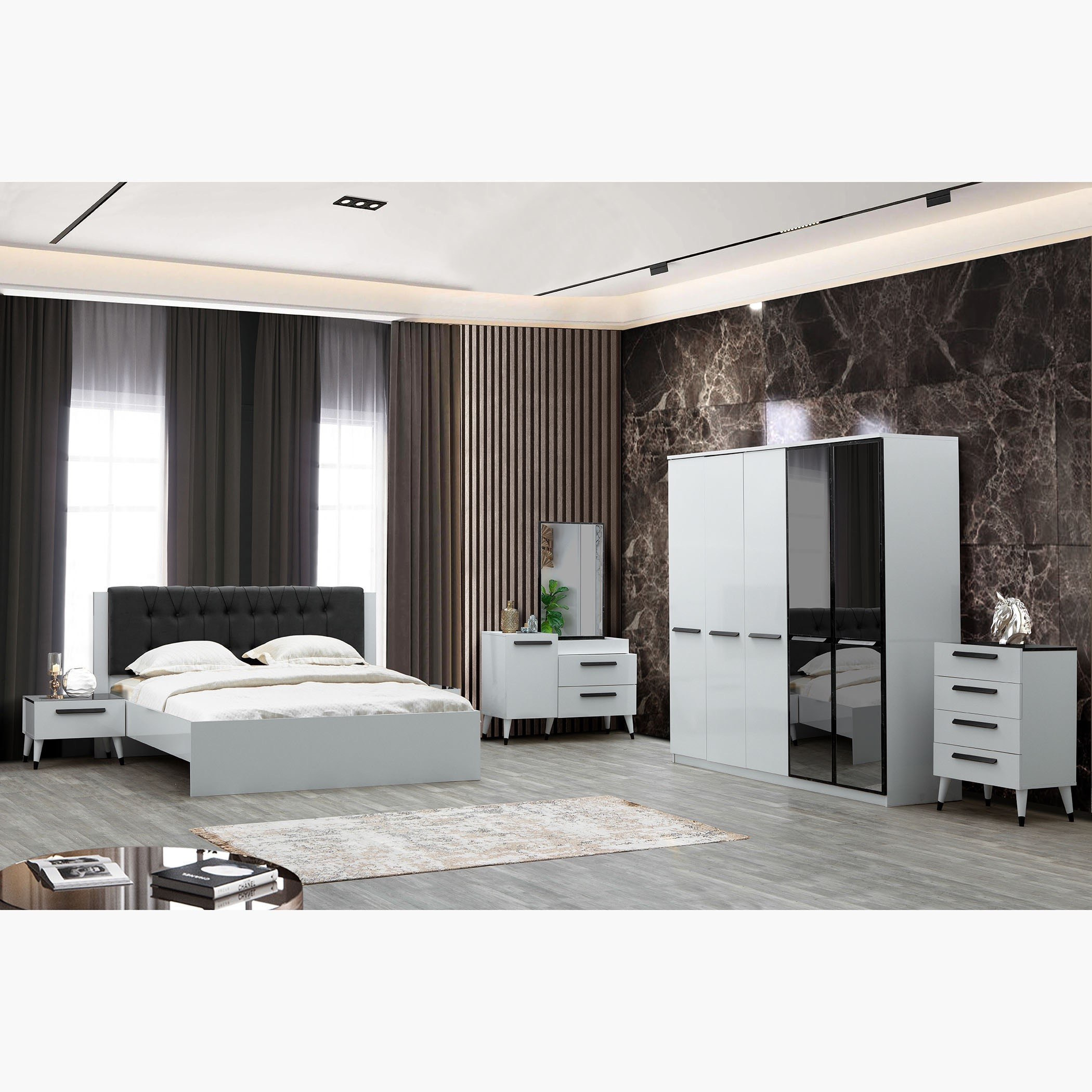 Nevada 5-Door Wardrobe with 2 Glass Doors-hbxfurniture-wardrobes-image-10