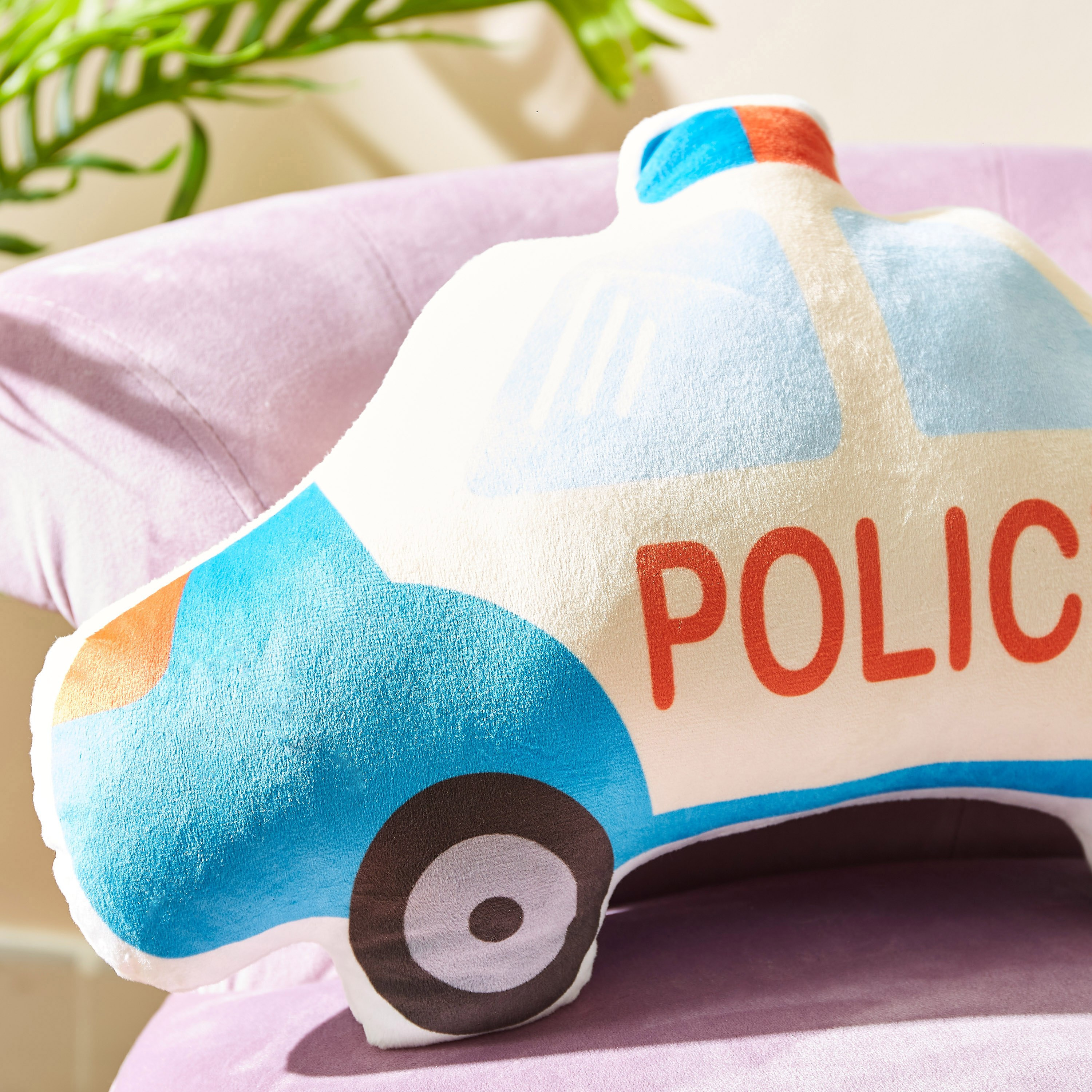 Lush Police Car Shaped Filled Cushion - 44.5x25x13 cm-hbxhomeware-hbxkidsandyouth-image-2