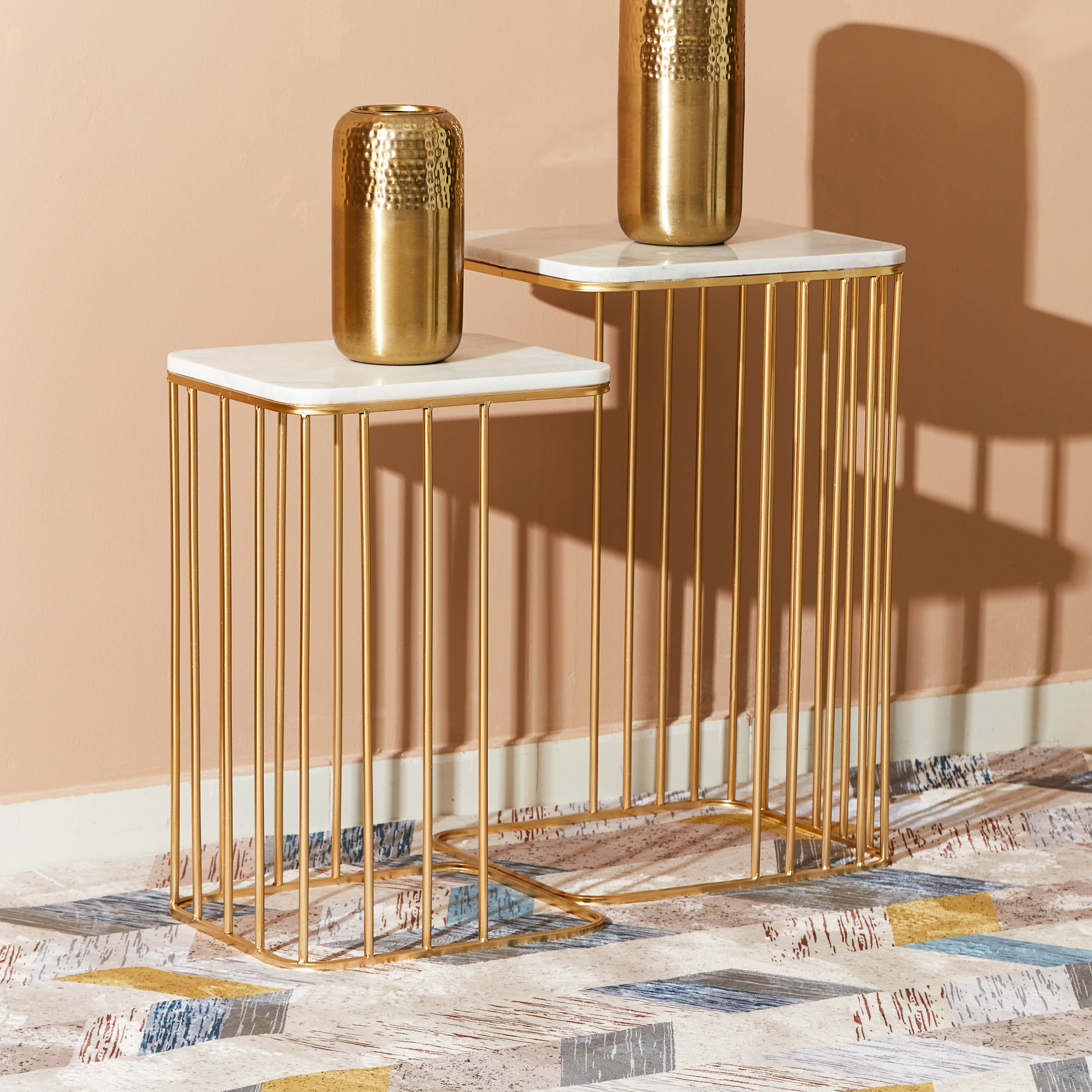 طقم طاولة جانبية قطعتين بسطح رخام من بورتيا-hbxfurniture-livingroom-endtables-image-1