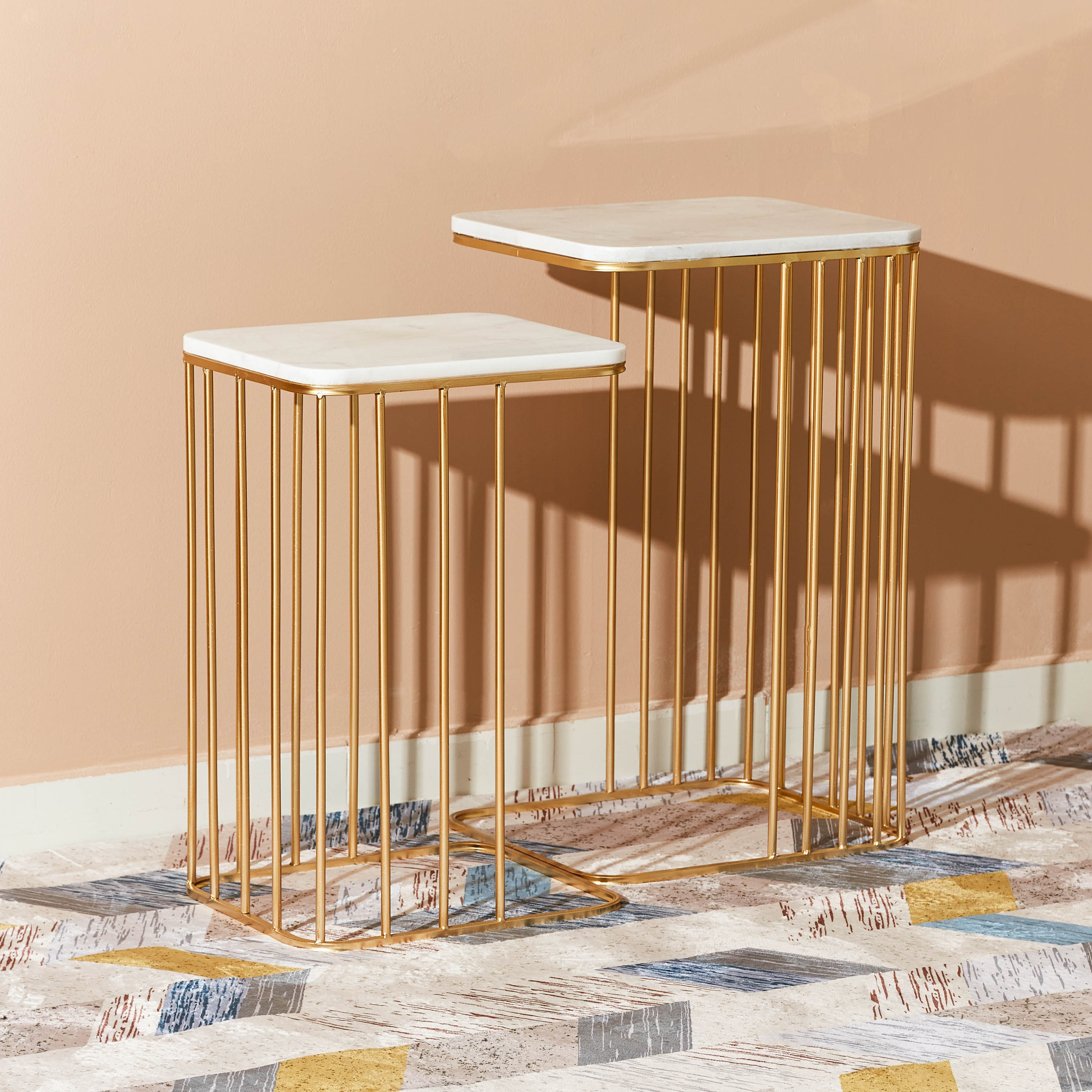 طقم طاولة جانبية قطعتين بسطح رخام من بورتيا-hbxfurniture-livingroom-endtables-image-2