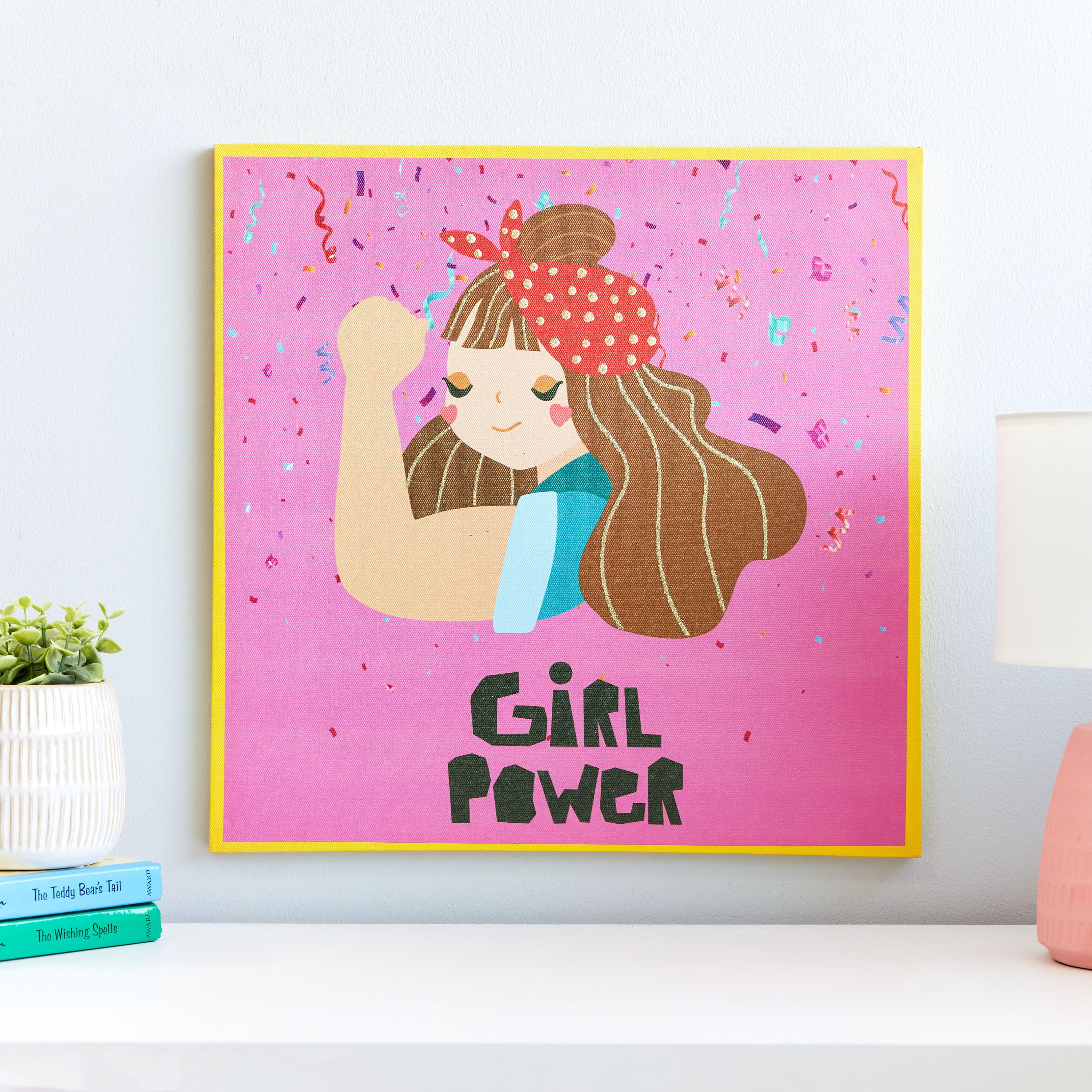 Artistry Girl Power Glitter Print Canvas Wall Art - 40x40x1.8 cm-hbxhomeware-hbxkidsandyouth-image-1