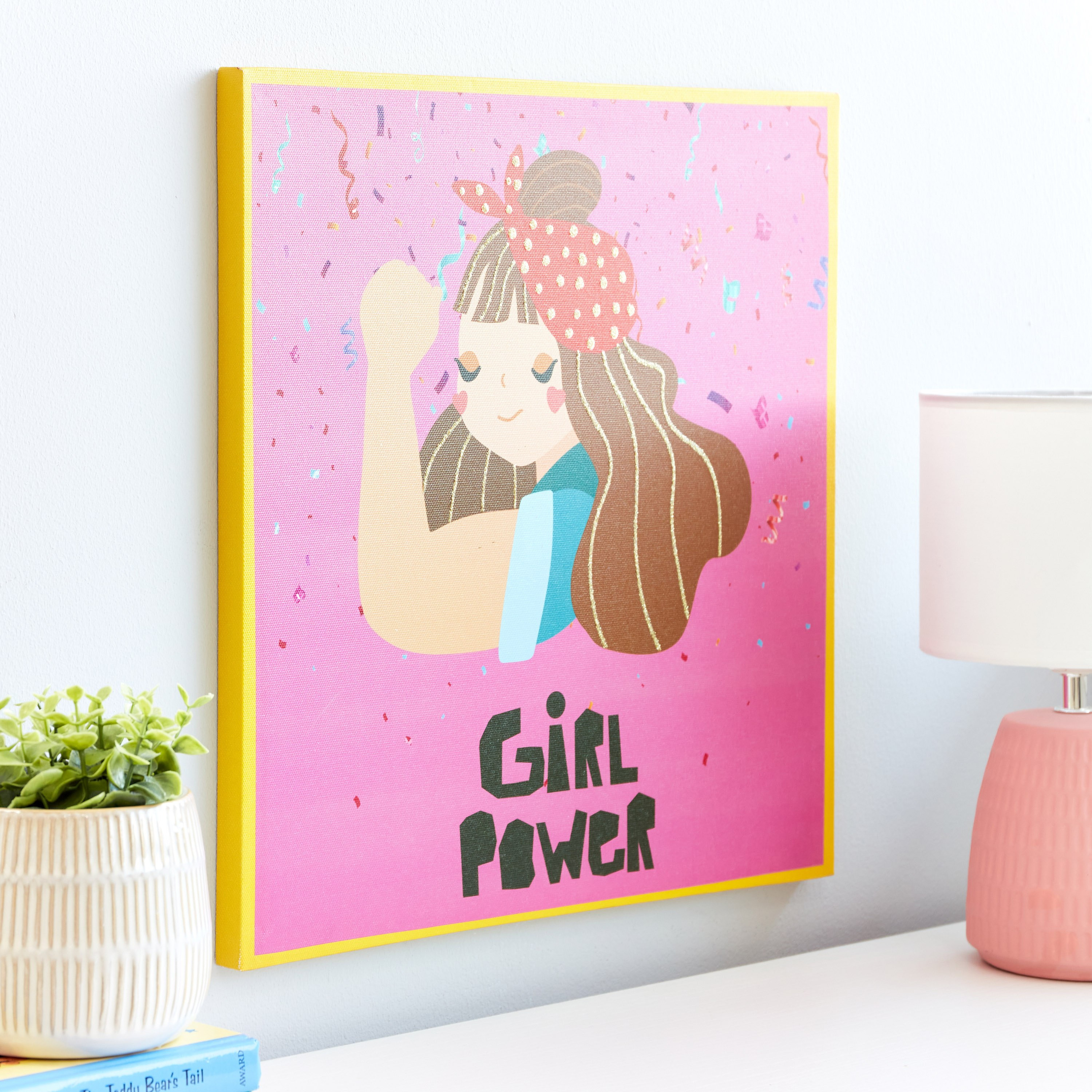 Artistry Girl Power Glitter Print Canvas Wall Art - 40x40x1.8 cm-hbxhomeware-hbxkidsandyouth-image-3