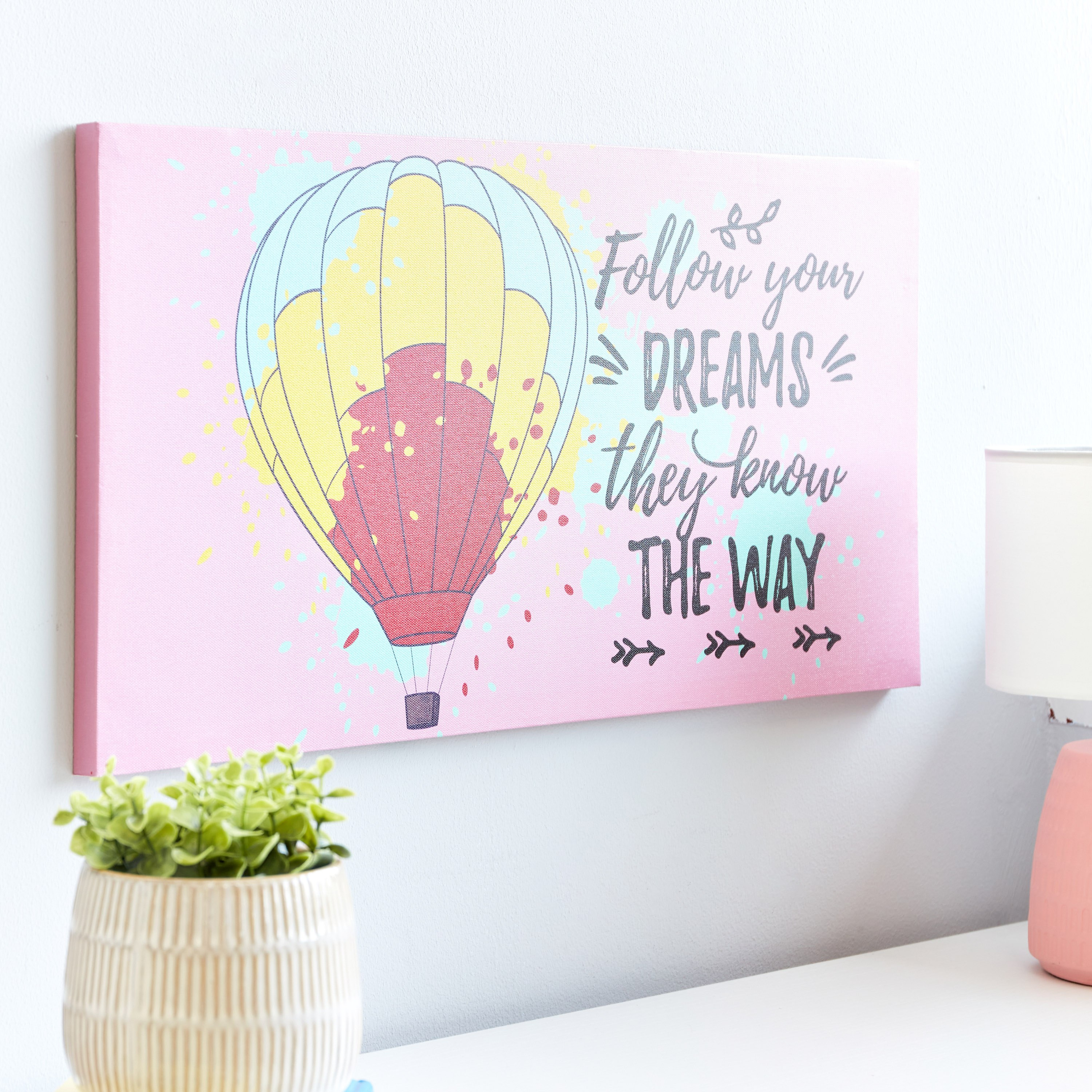 زينة حائط كانفاس بطبعات فولو يور دريمز من آرتيستري - 30x60x1.8 سم-hbxhomeware-hbxkidsandyouth-image-2