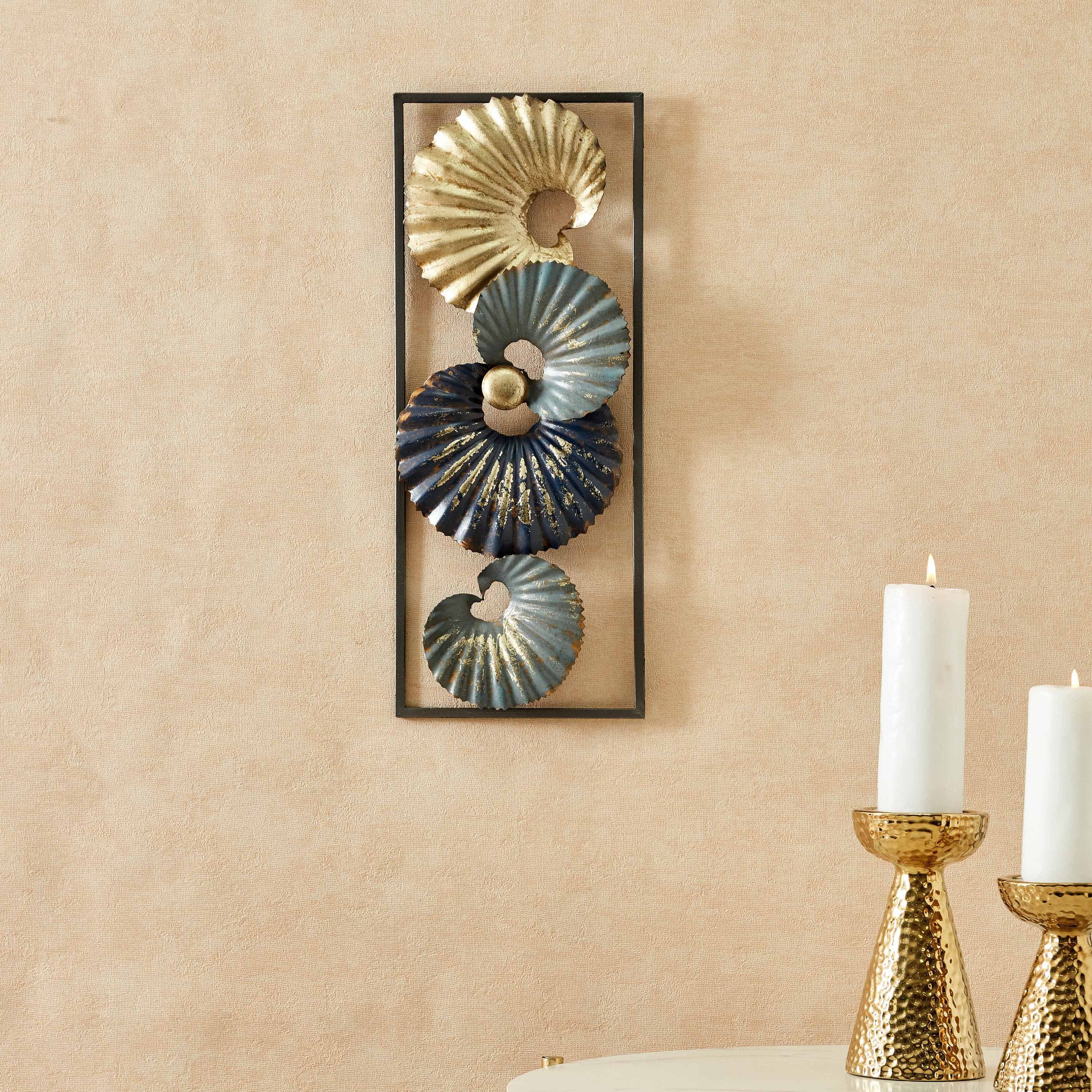 Iris Metal Swirl Wall Art with Frame - 20x50x3 cm-hbxdiningroom-walldecor-wallart-image-1