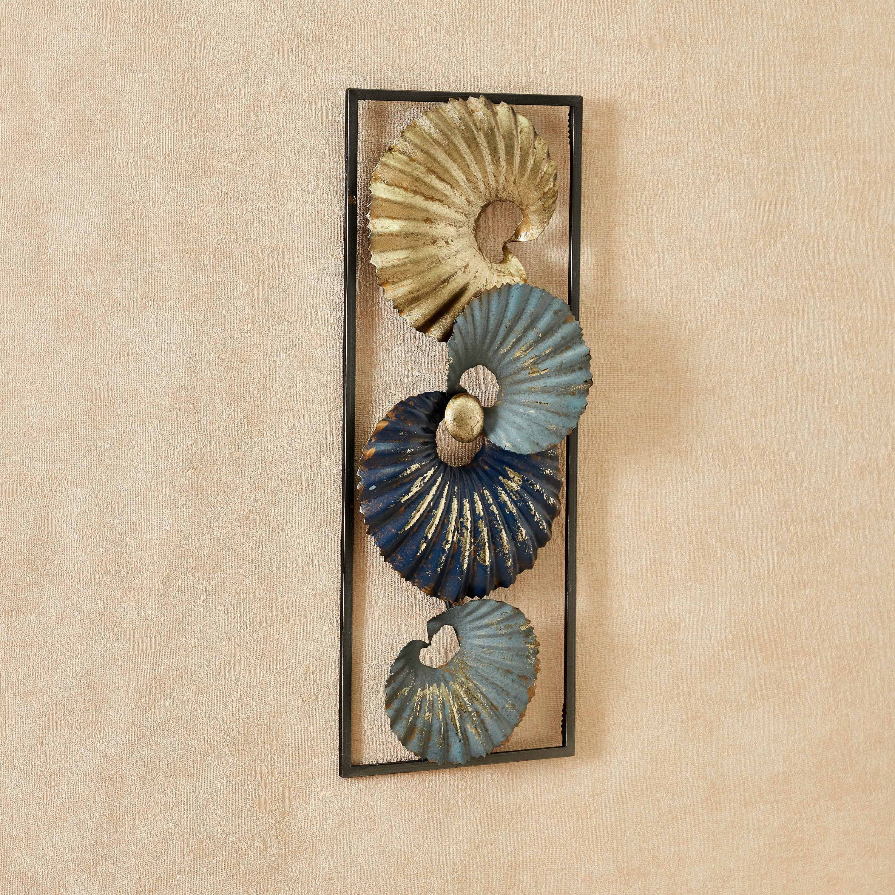 Iris Metal Swirl Wall Art with Frame - 20x50x3 cm-hbxdiningroom-walldecor-wallart-image-2