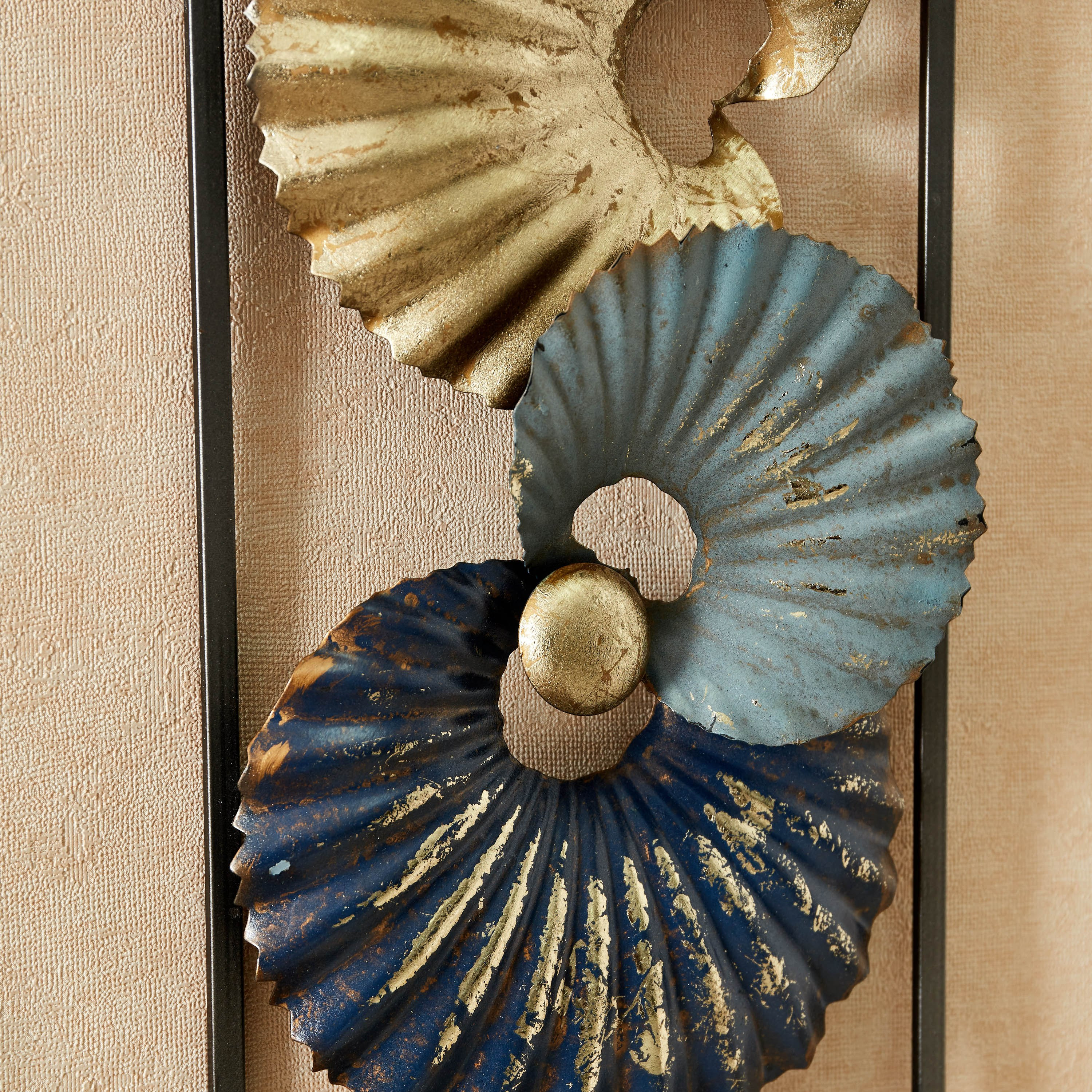 Iris Metal Swirl Wall Art with Frame - 20x50x3 cm-hbxdiningroom-walldecor-wallart-image-3