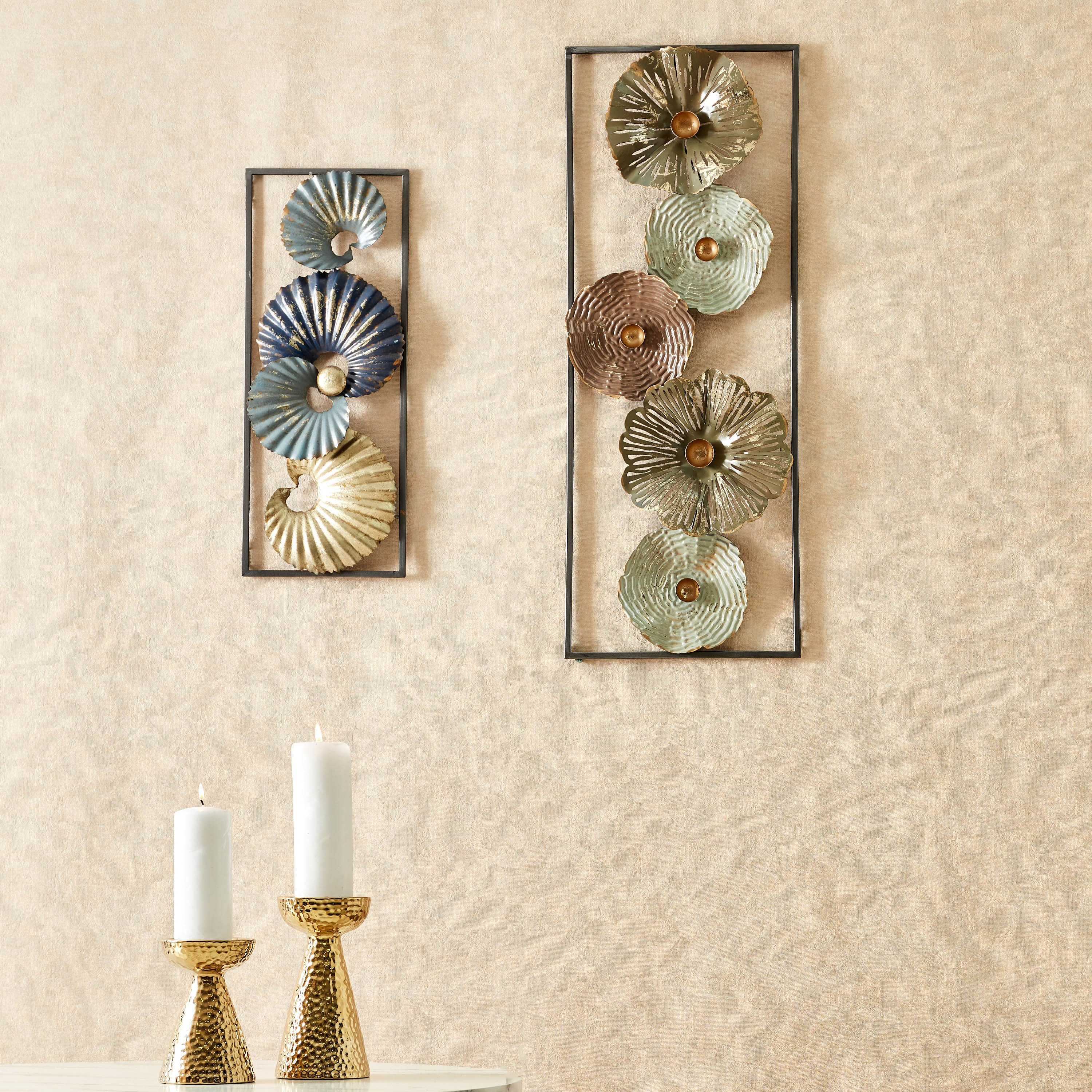 Iris Metal Swirl Wall Art with Frame - 20x50x3 cm-hbxdiningroom-walldecor-wallart-image-4