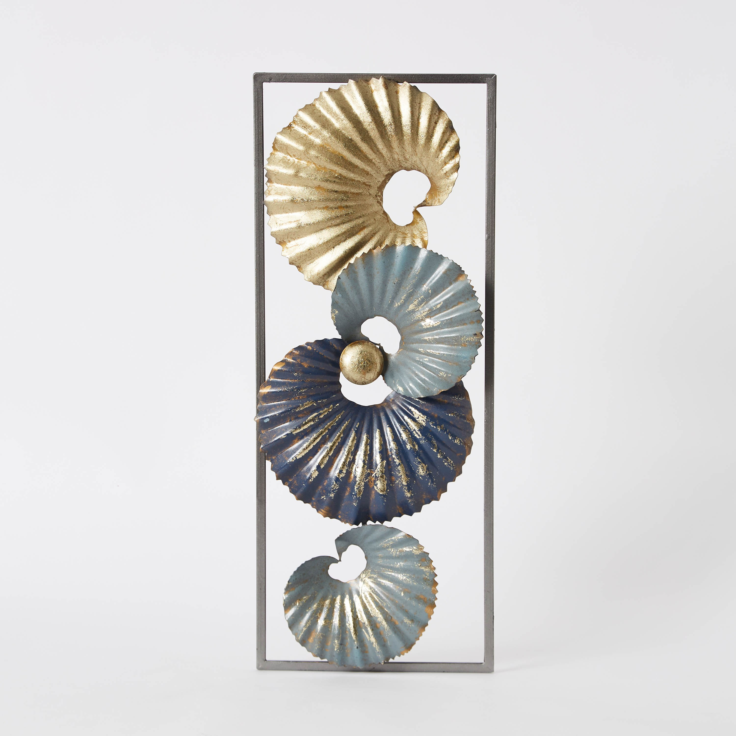 Iris Metal Swirl Wall Art with Frame - 20x50x3 cm-hbxdiningroom-walldecor-wallart-image-5