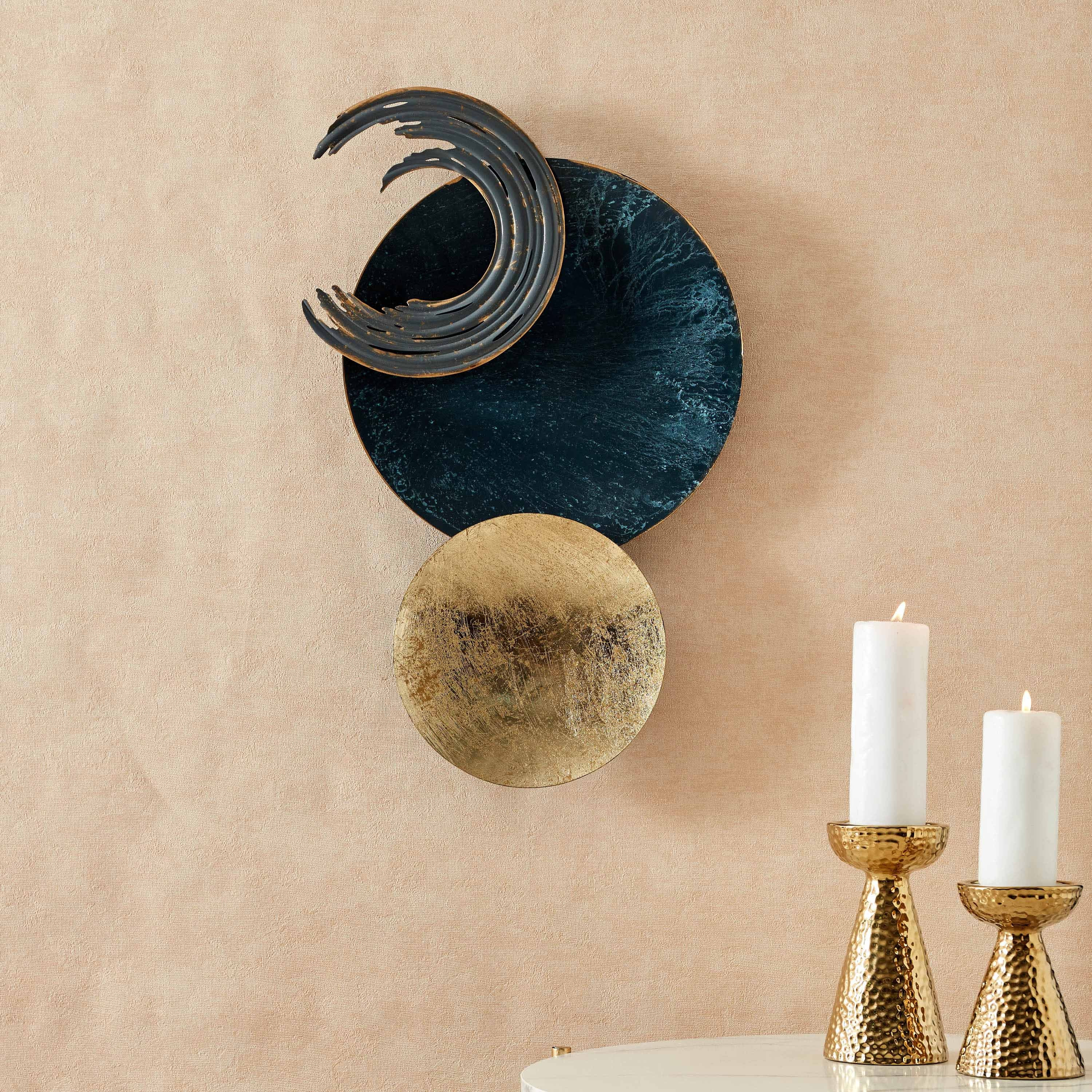 زينة حائط بارزة الملمس معدن من إيريس - 39x5x61 سم-hbxdiningroom-walldecor-wallart-image-2