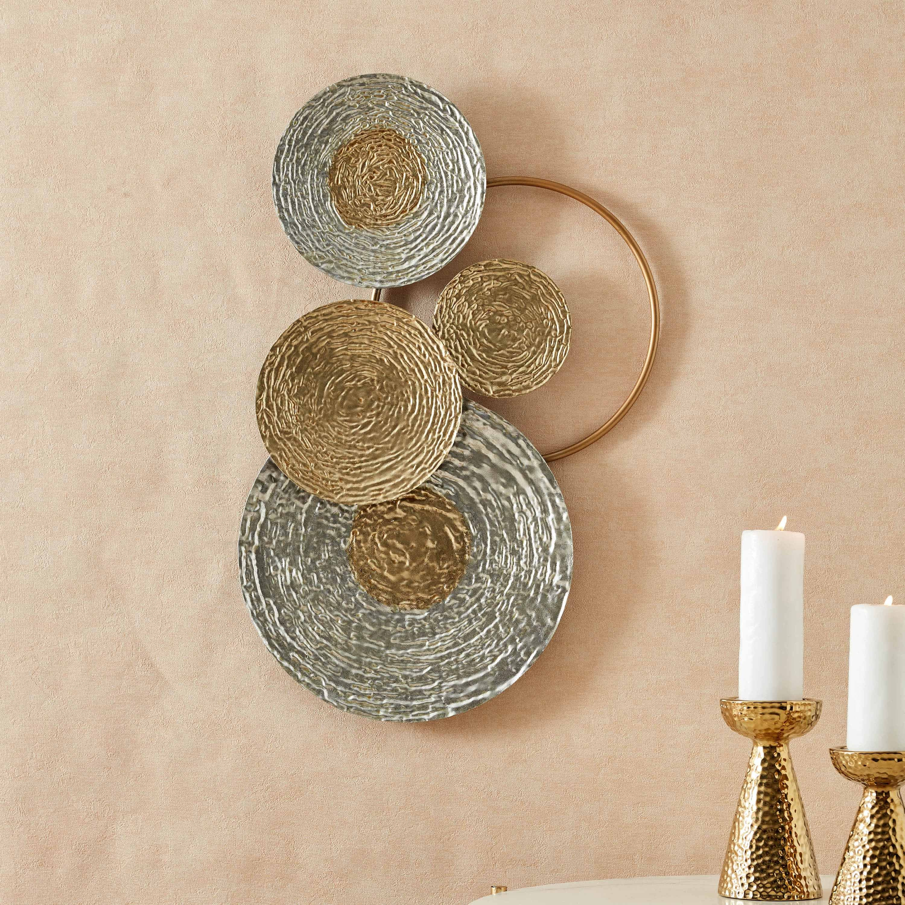 زينة حائط بتصميم دوائر بارزة الملمس من أيريس - 45x4x68 سم-hbxdiningroom-walldecor-wallart-image-1