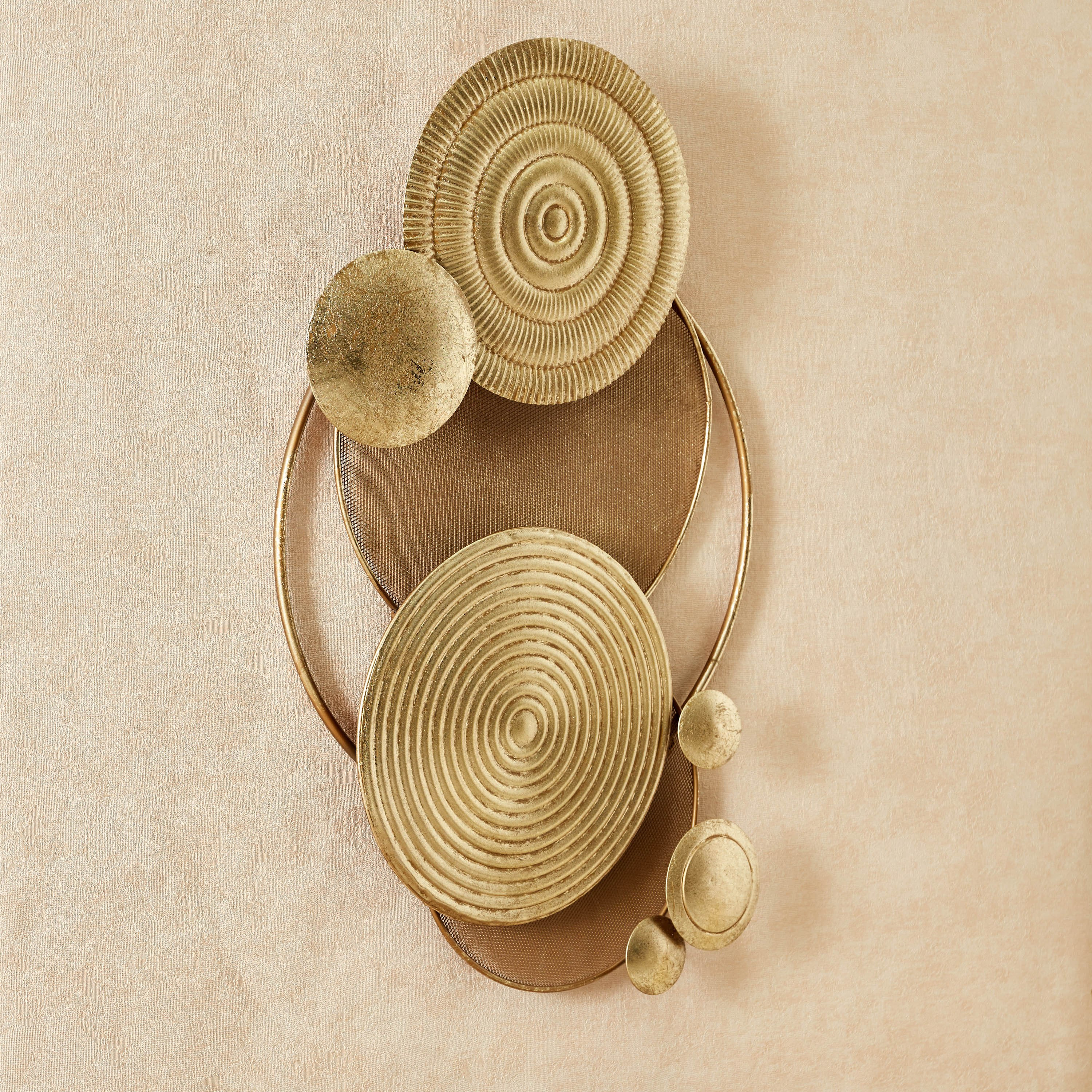زينة حائط بارزة الملمس معدنية بتصميم دوائر متكررة من آريس - 71x6x43 سم-hbxdiningroom-walldecor-wallart-image-2