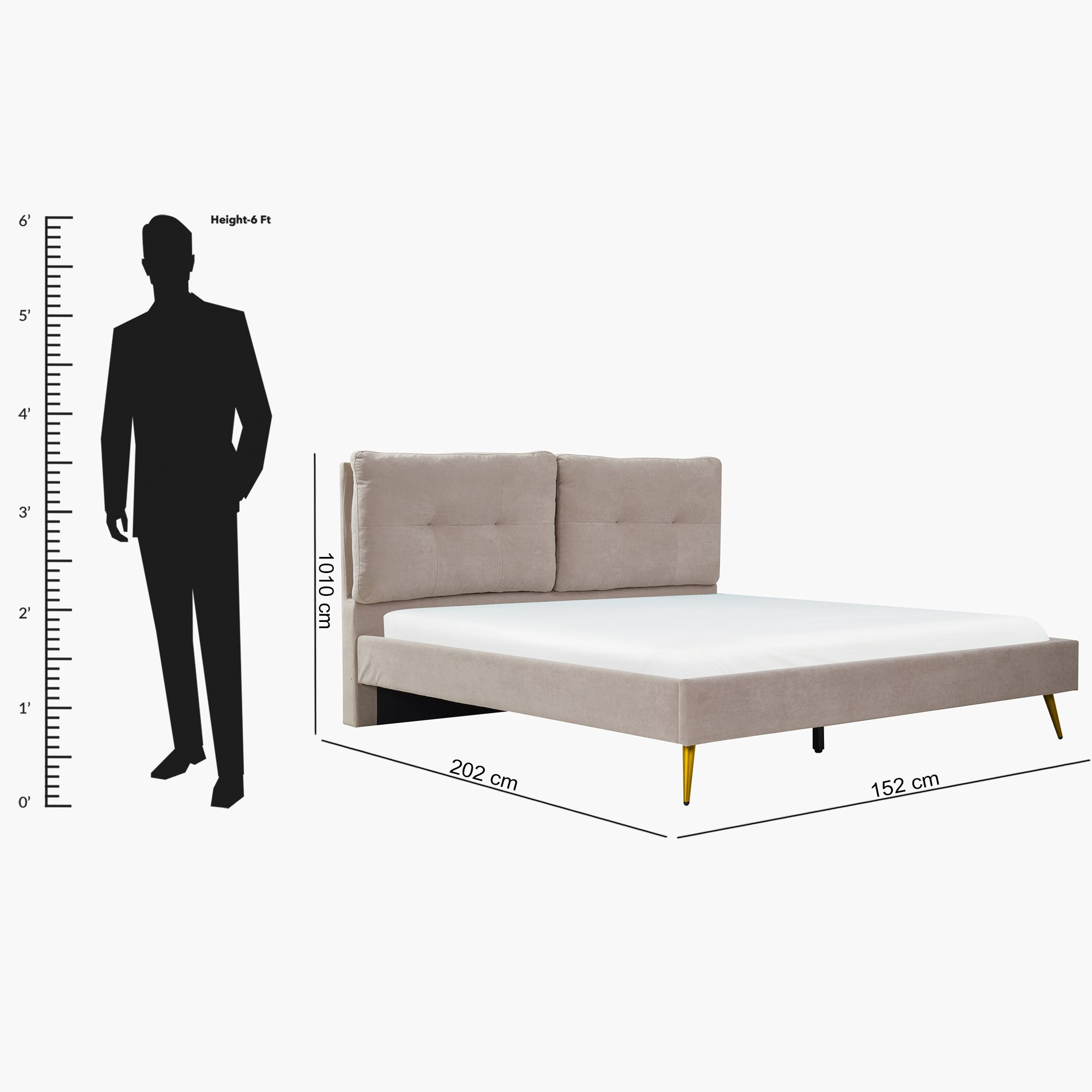 سرير كوين بأرجل ذهبية - ماجيستيك من موڤو - 150x200 سم-hbxbedroom-bedsandbedsets-beds-queen-image-6