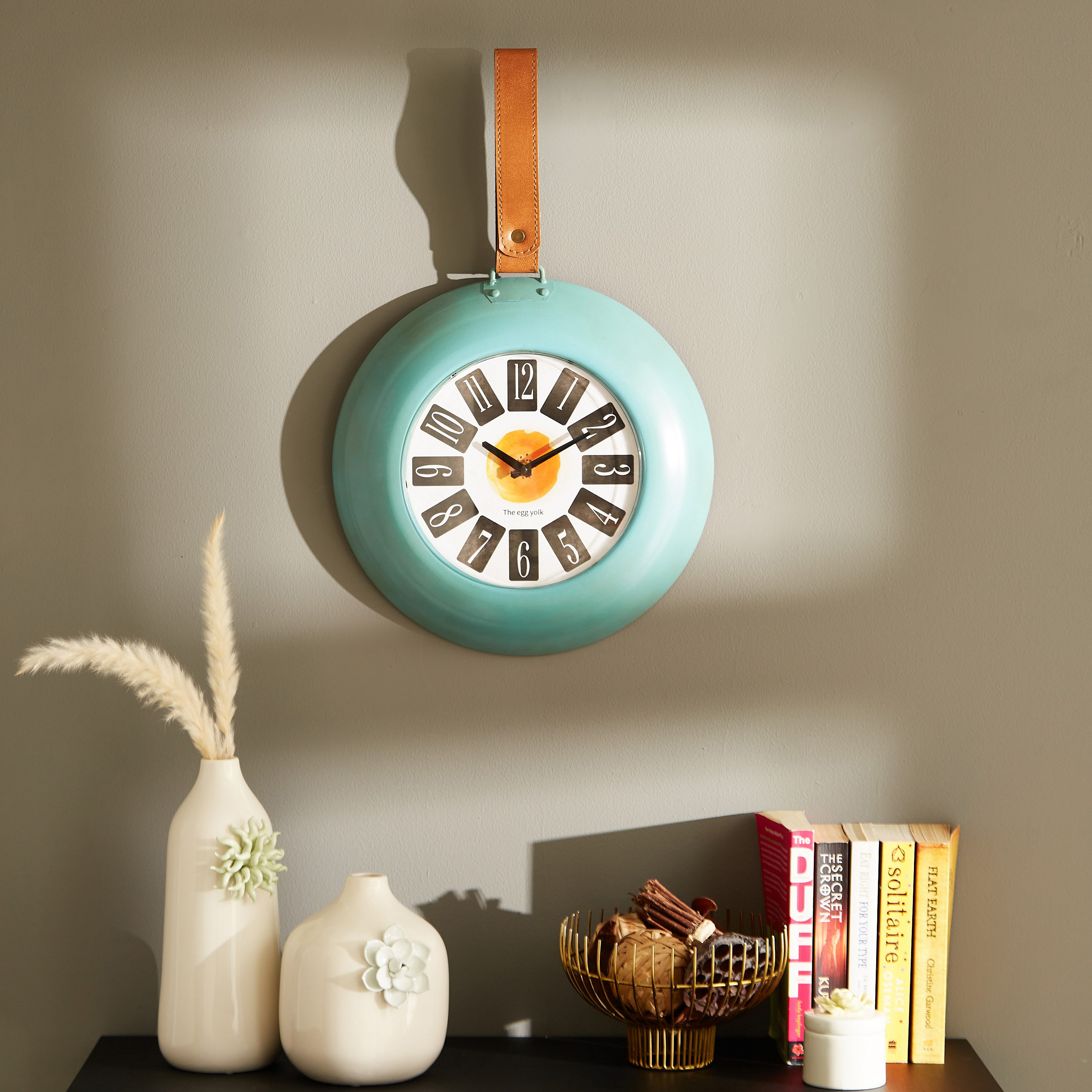Aurora Kitchen Pan Shape Wall Clock with Leather Strap - 35x5x55 cm-PROMO_HB_AE_B1G1_250925-image-1
