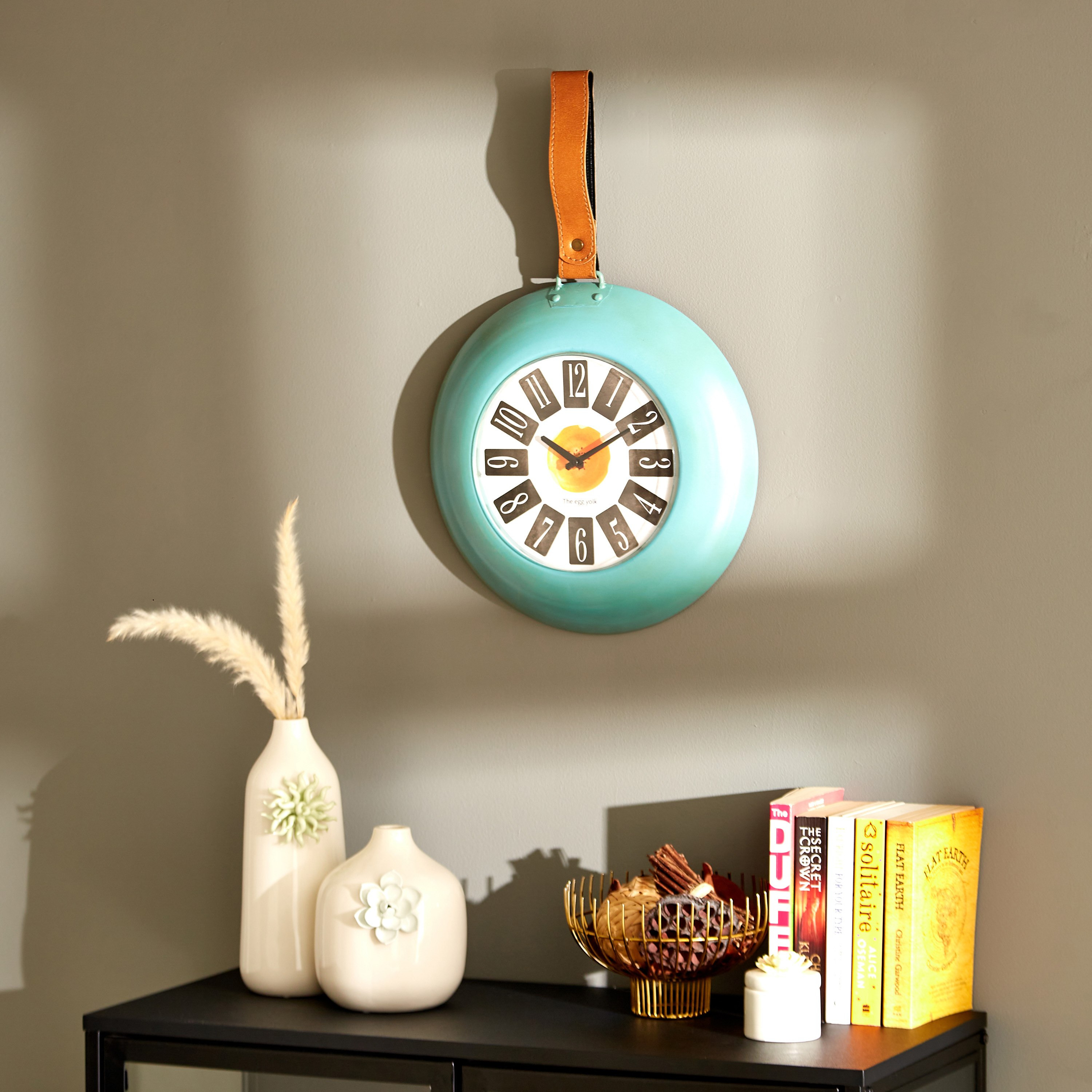 Aurora Kitchen Pan Shape Wall Clock with Leather Strap - 35x5x55 cm-PROMO_HB_AE_B1G1_250925-image-5