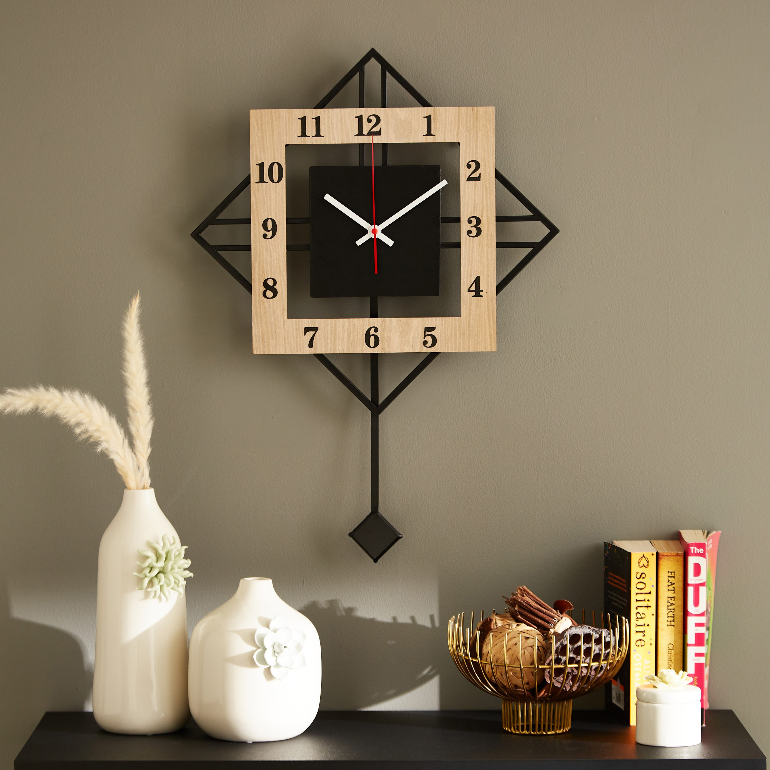 Aurora Metal and Wood Pendulum Wall Clock - 40x5x60 cm-PROMO_HB_AE_B1G1_250925-image-1