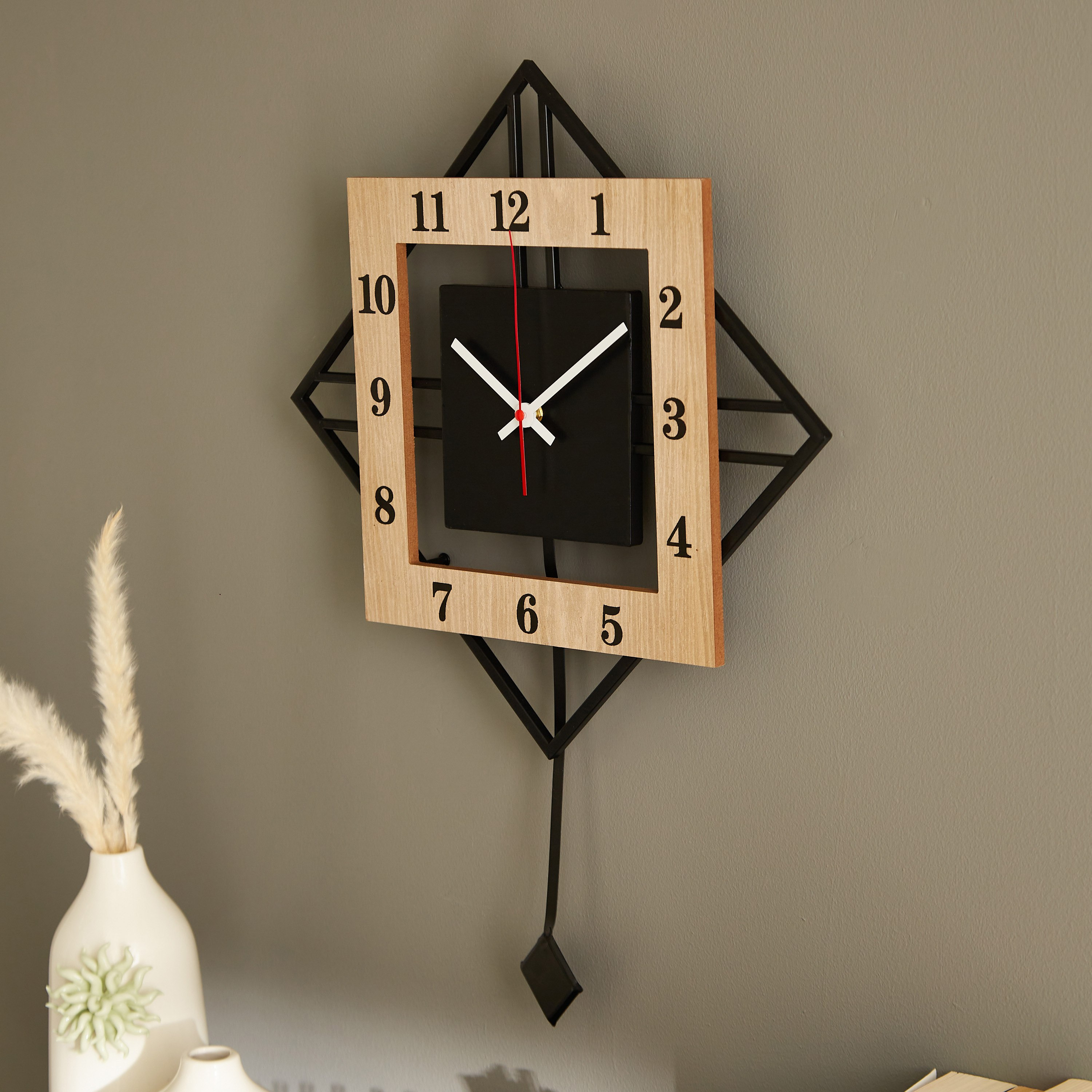 Aurora Metal and Wood Pendulum Wall Clock - 40x5x60 cm-PROMO_HB_AE_B1G1_250925-image-2
