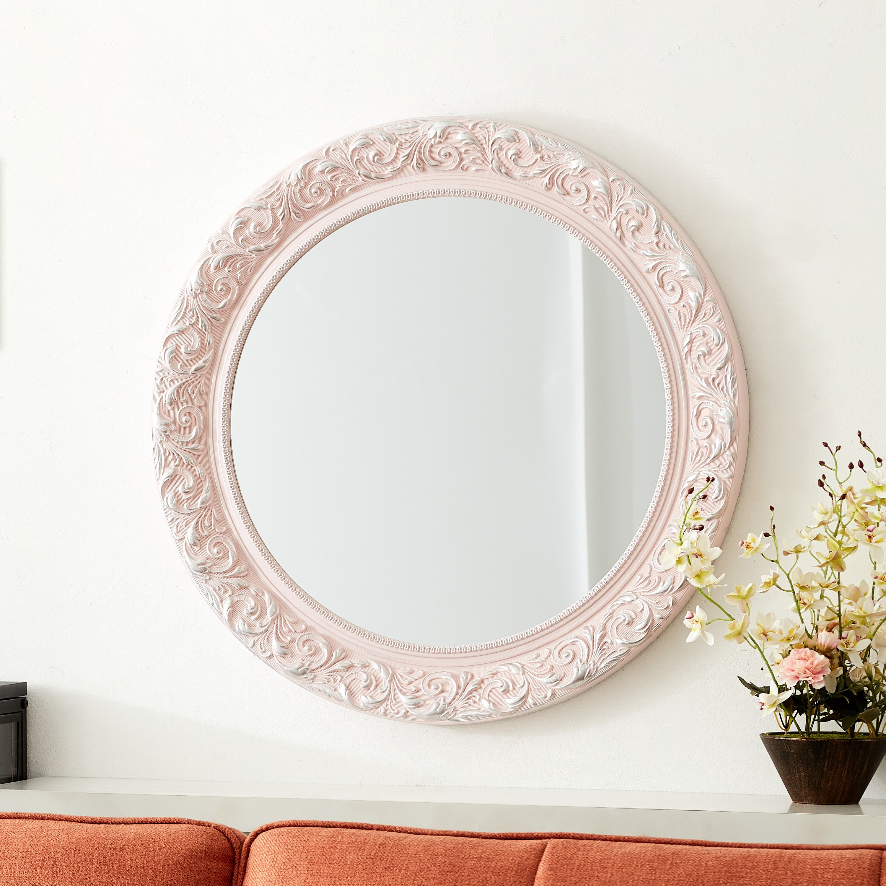 مرآة ديكور مستديرة بتفاصيل منقوشة من إيفرلي - 66x4x66 سم-hbxhomeware-hbxdecorandfurnishings-image-1