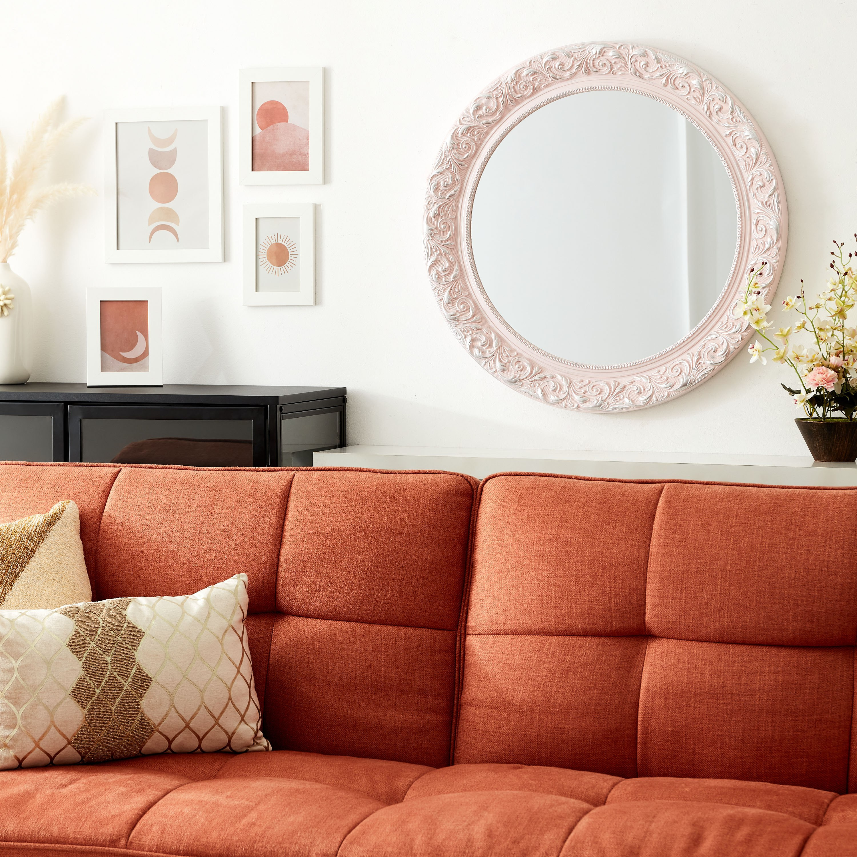 مرآة ديكور مستديرة بتفاصيل منقوشة من إيفرلي - 66x4x66 سم-hbxhomeware-hbxdecorandfurnishings-image-4