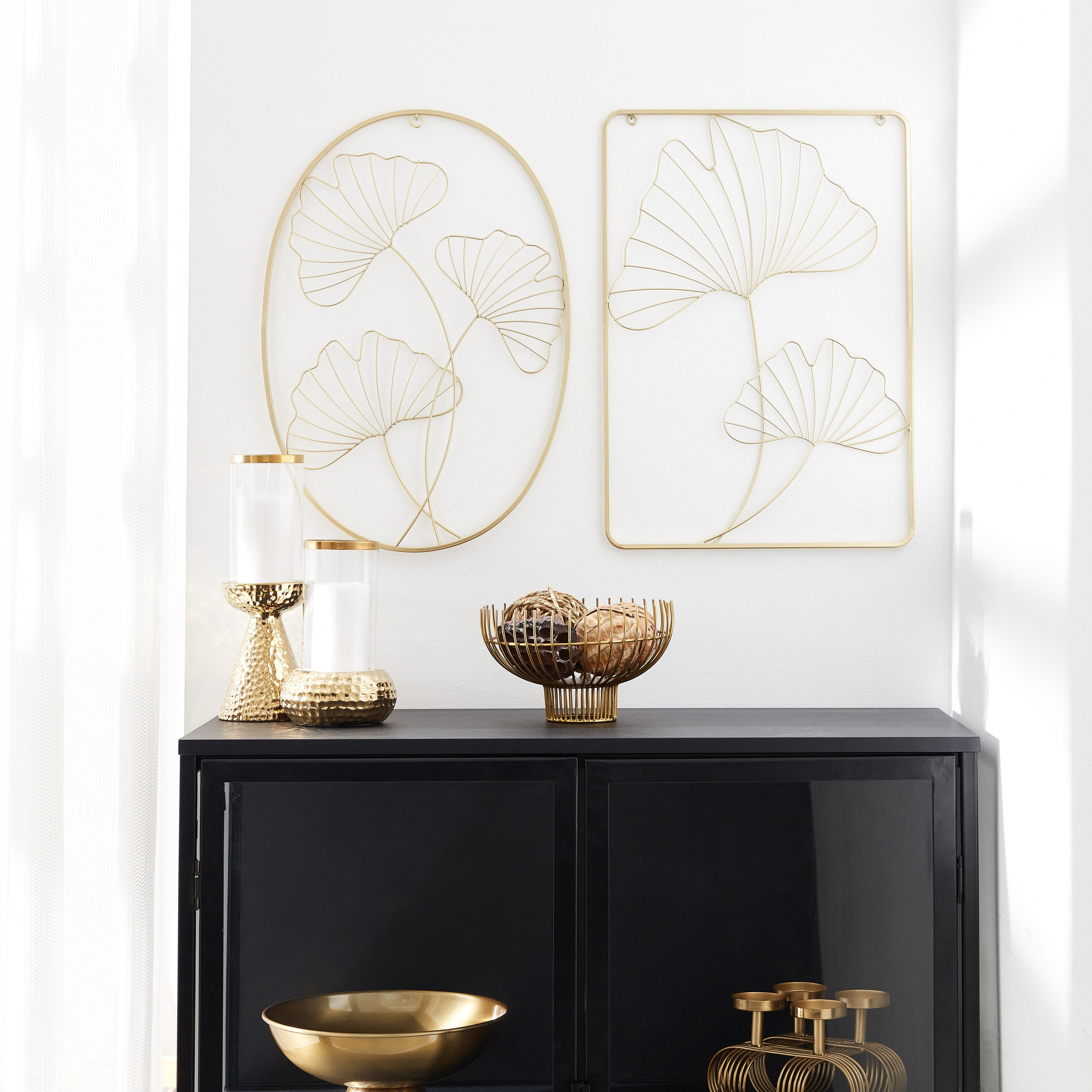 Everly Rectangle Ginkgo Leaves Metal Wall Art - 35x50x1 cm-hbxdiningroom-walldecor-wallart-image-4