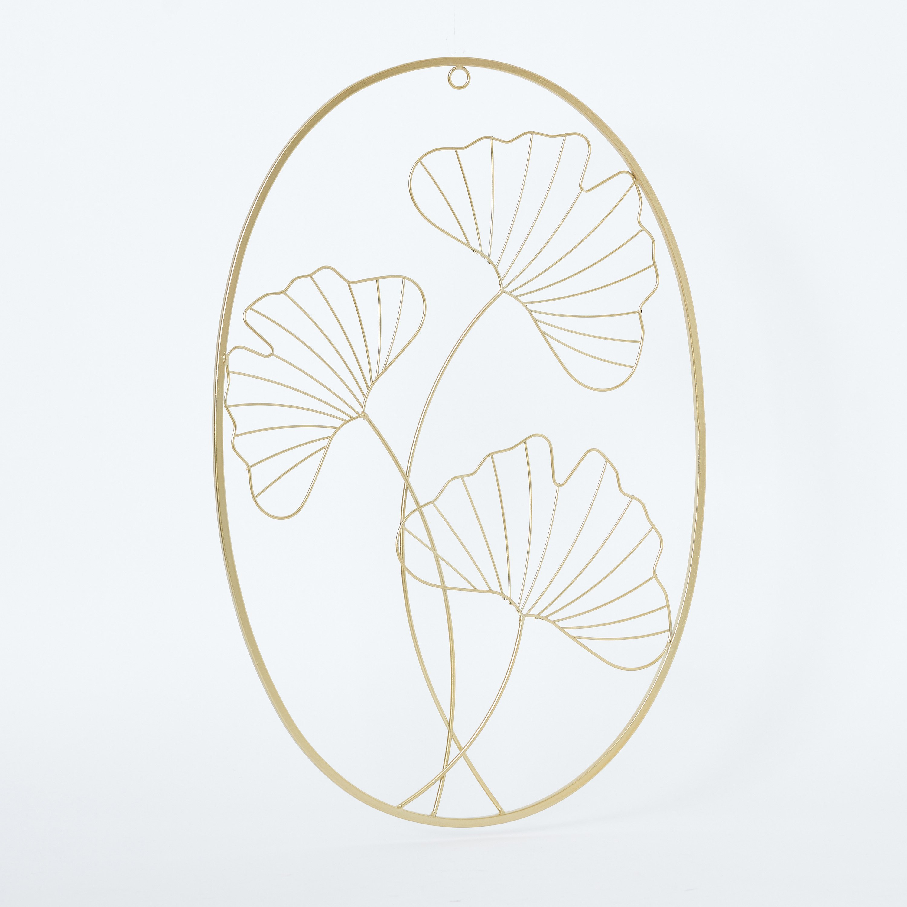 زينة حائط بيضاوية على شكل أوراق شجر الجنكة المعدنية - 35x50x1 سم-hbxdiningroom-walldecor-wallart-image-5