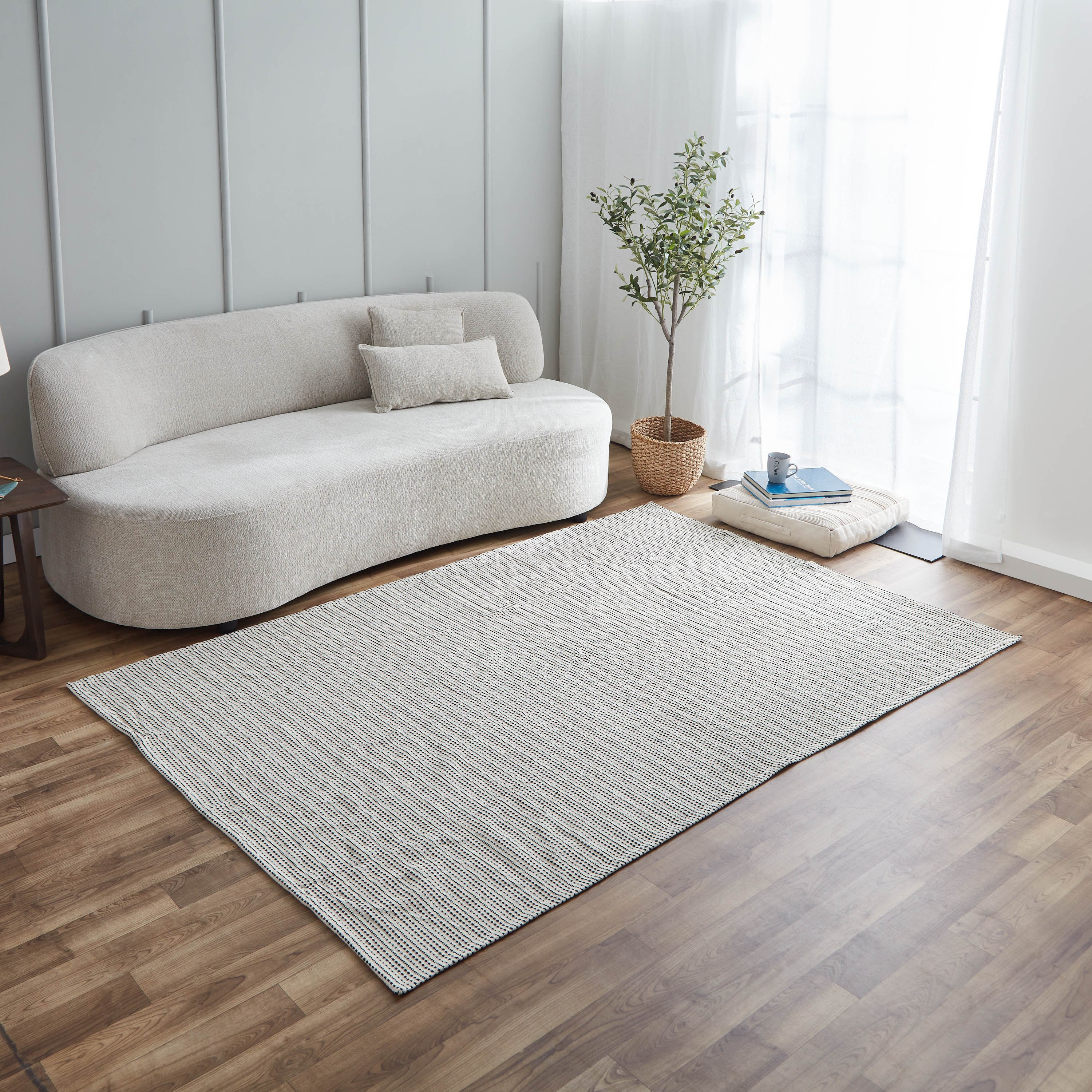 سجادة دوري من القطن المعاد تدويره من آلان - 155x220 سم-hbxdecorandfurnishings-floorcoverings-rugs-image-1