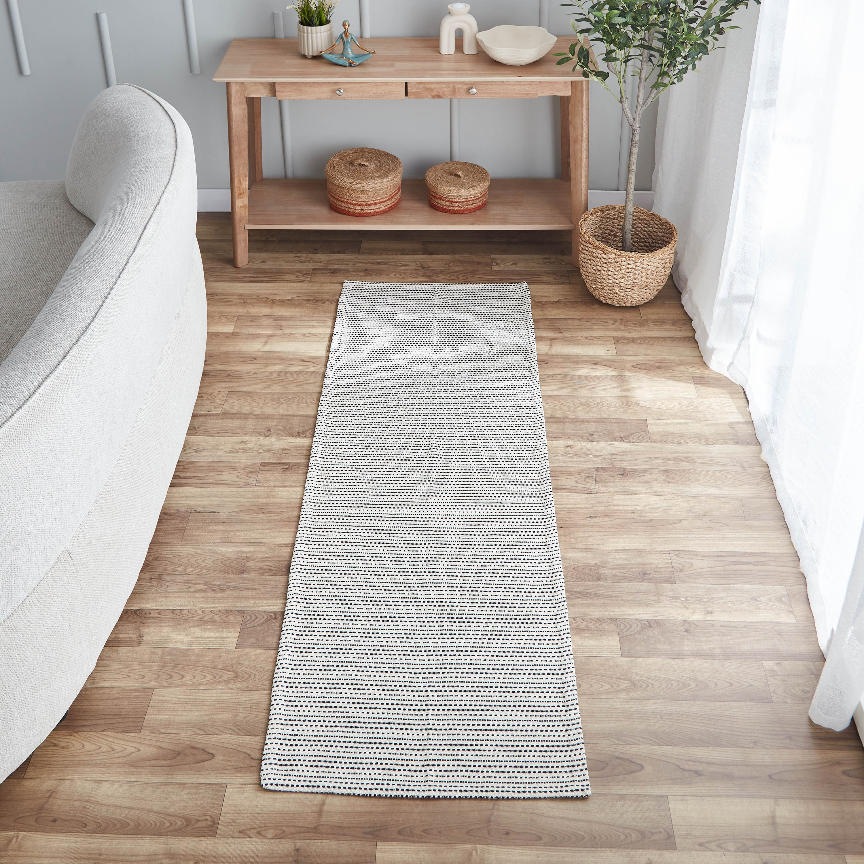 سجادة دوري من القطن المعاد تدويره من آلان - 60x180 سم-hbxdecorandfurnishings-floorcoverings-rugs-image-1