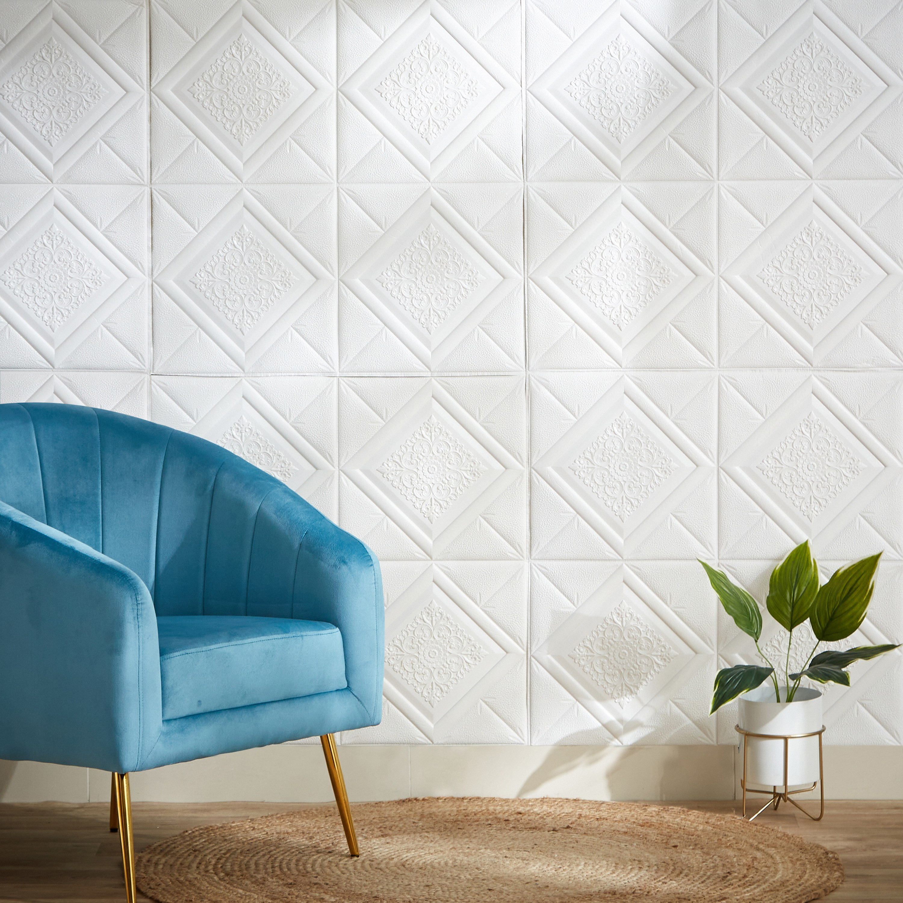ملصق حائط إسفنج قابل لإعادة الاستخدام بتصميم مثلثّات من راريتي - 70x70 سم-hbxhomeware-hbxkidsandyouth-image-1