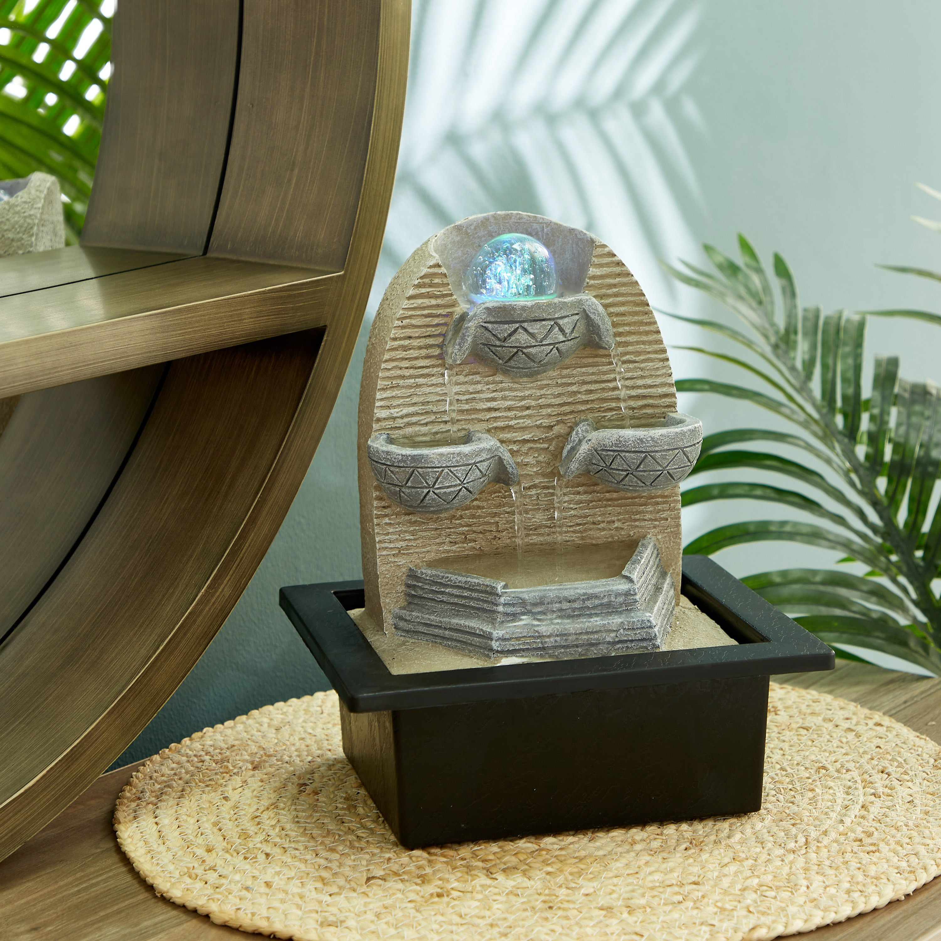 Amber Modern Fountain with 1 Round Coloured Light - 21x17x25 cm-hbxhomeware-hbxdecorandfurnishings-image-1