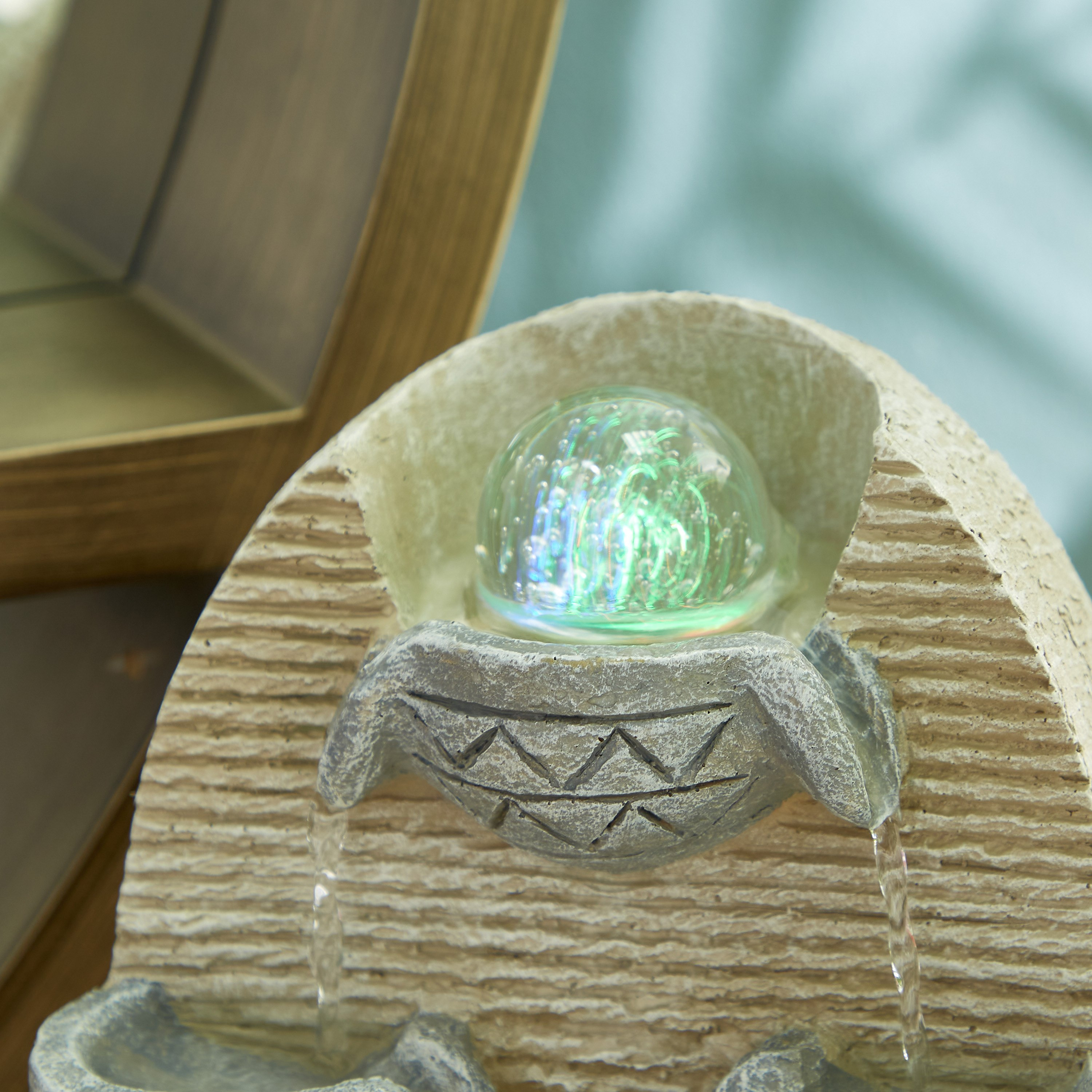 Amber Modern Fountain with 1 Round Coloured Light - 21x17x25 cm-hbxhomeware-hbxdecorandfurnishings-image-2