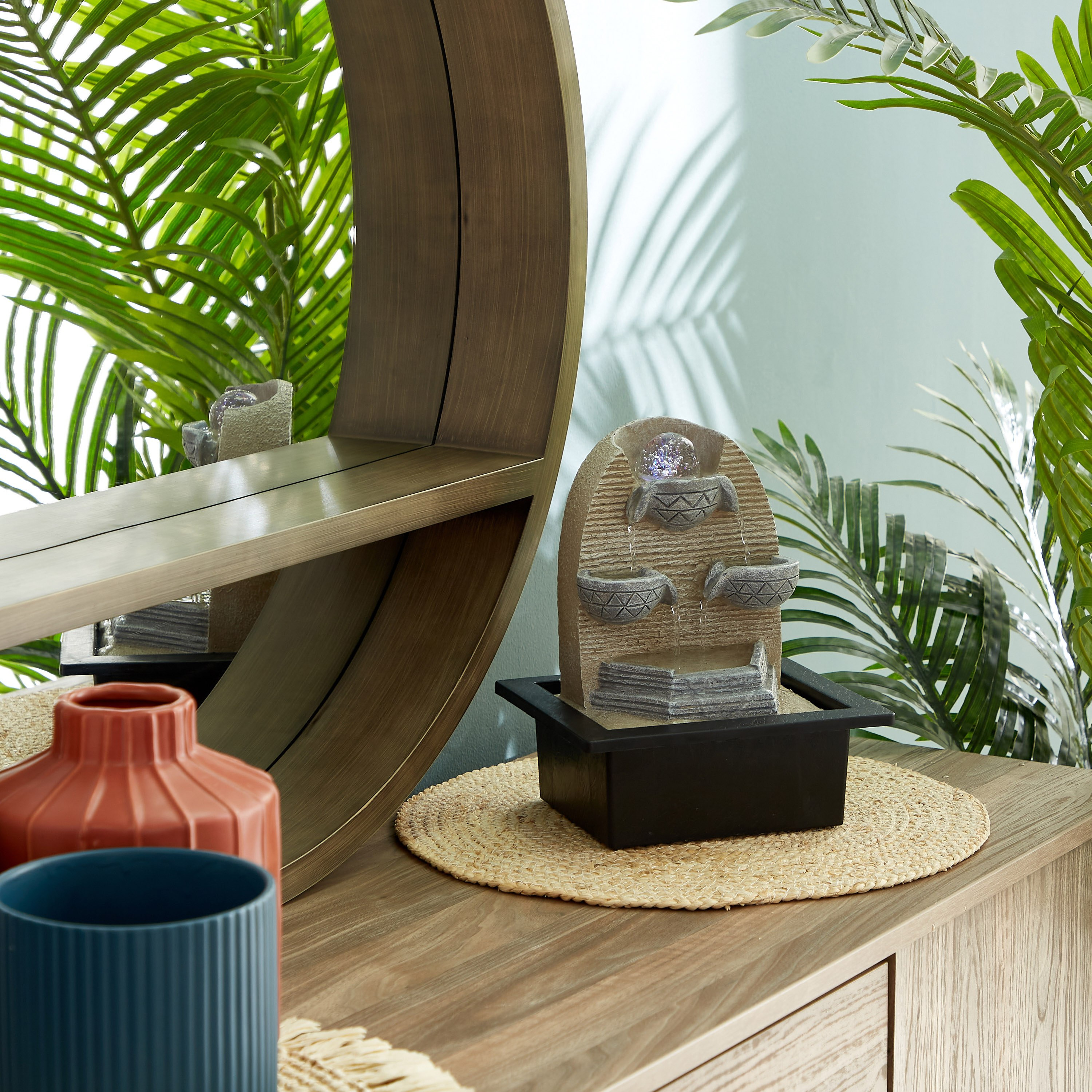 Amber Modern Fountain with 1 Round Coloured Light - 21x17x25 cm-hbxhomeware-hbxdecorandfurnishings-image-4