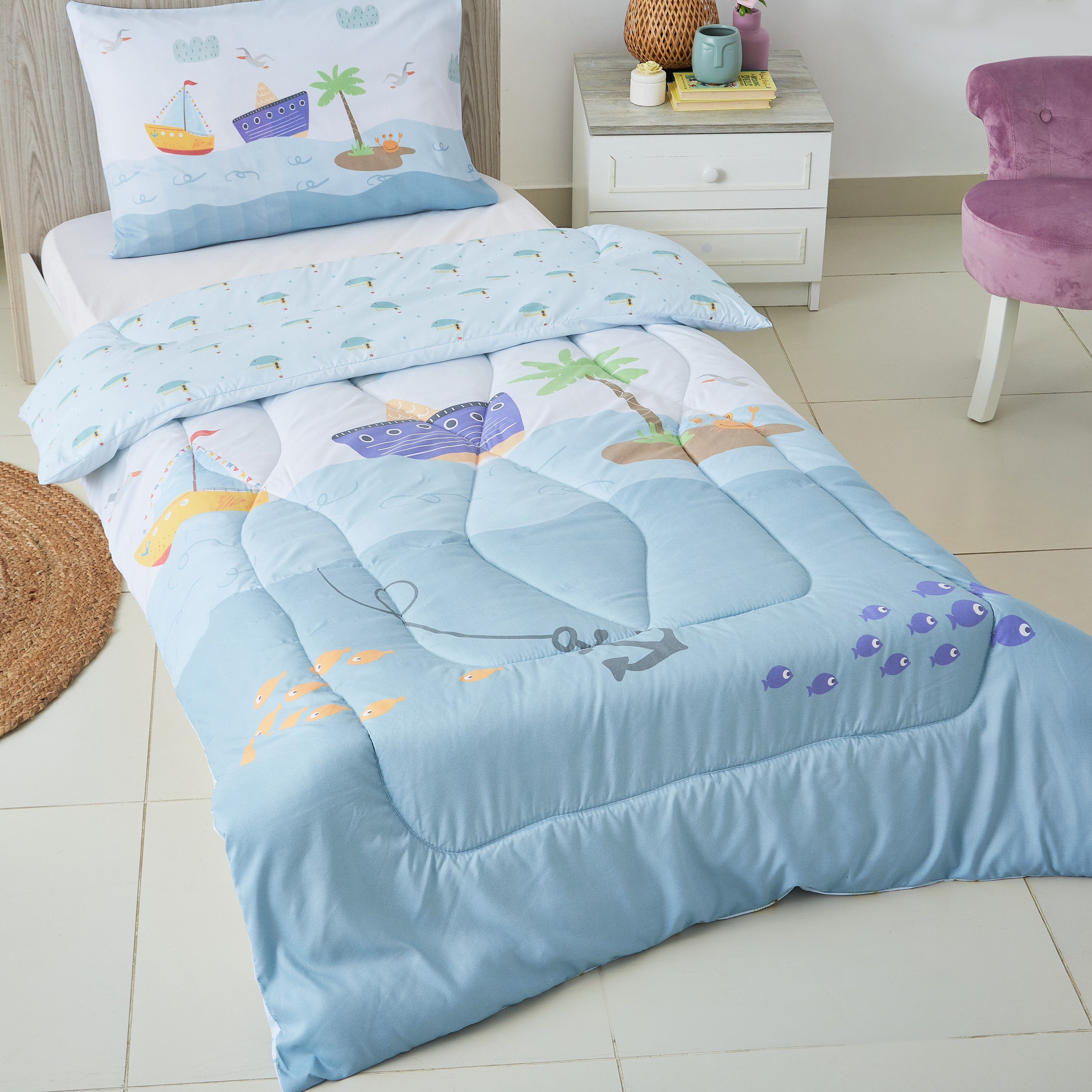 طقم لحاف فردي قطعتين بطبعات بحر ديجيتال من موديش- 130x220 سم-hbxhomeware-hbxkidsandyouth-image-2